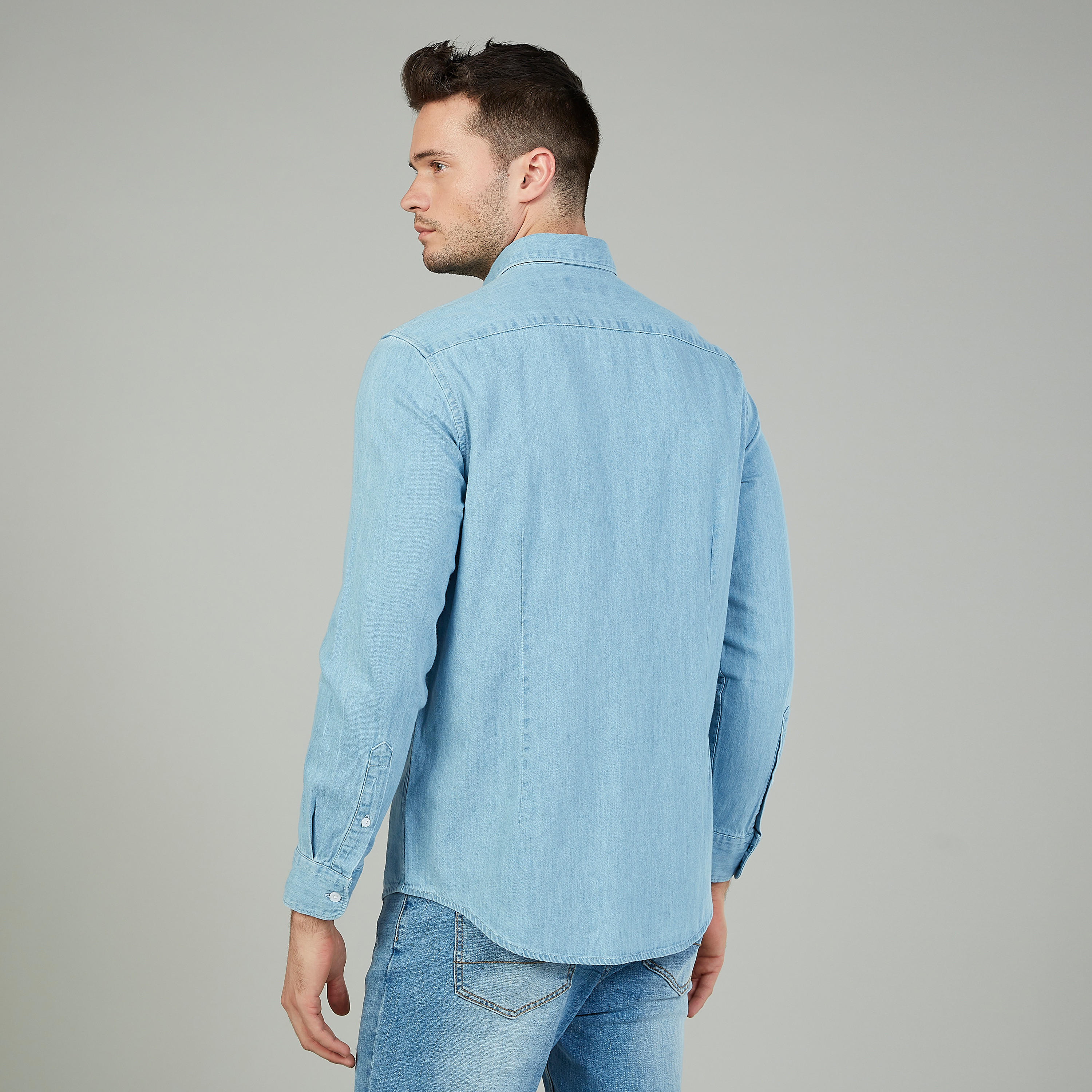 Lee Cooper Textured Shirt with Spread Collar and Long Sleeves-men-clothing-shirts-image-9