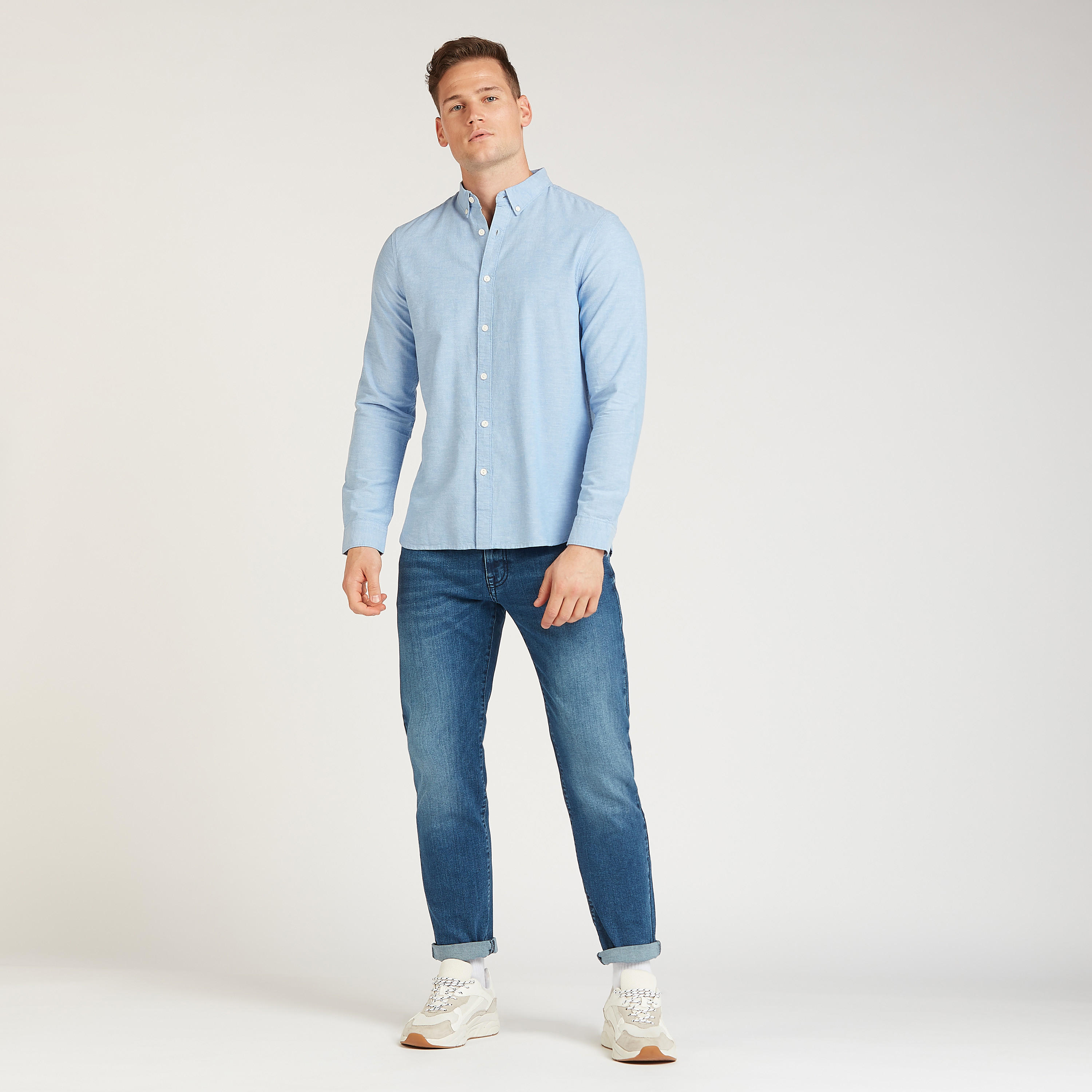 Lee Cooper Solid Shirt with Long Sleeves and Spread Collar-men-clothing-shirts-image-2