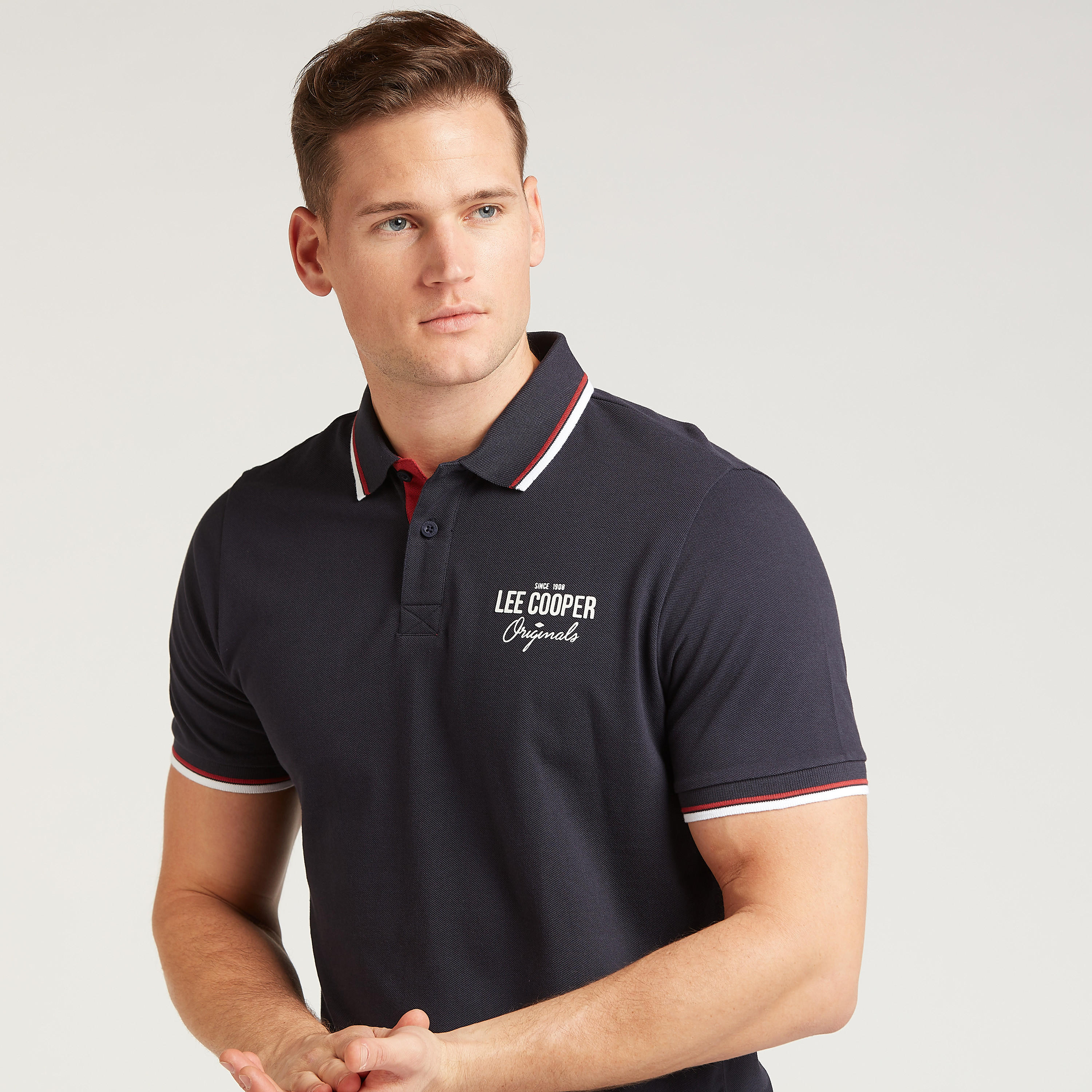 تيشيرت بولو بأكمام قصيرة بطبعات من لي كوبر-men-clothing-tshirtsandpolos-polos-image-3