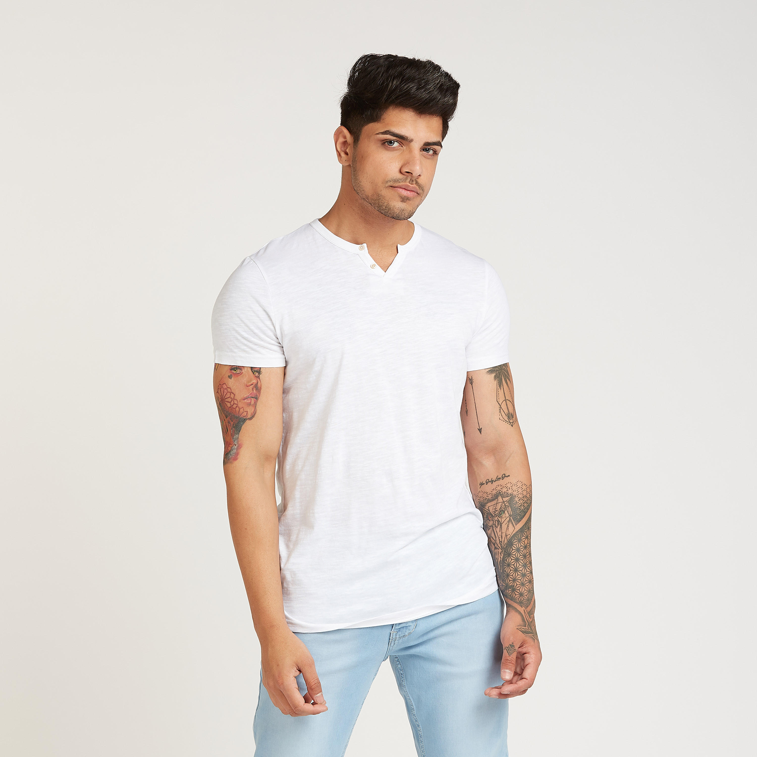 Lee Cooper Solid T-shirt with Henley Neck and Short Sleeves-men-clothing-tshirtsandpolos-tshirts-image-1