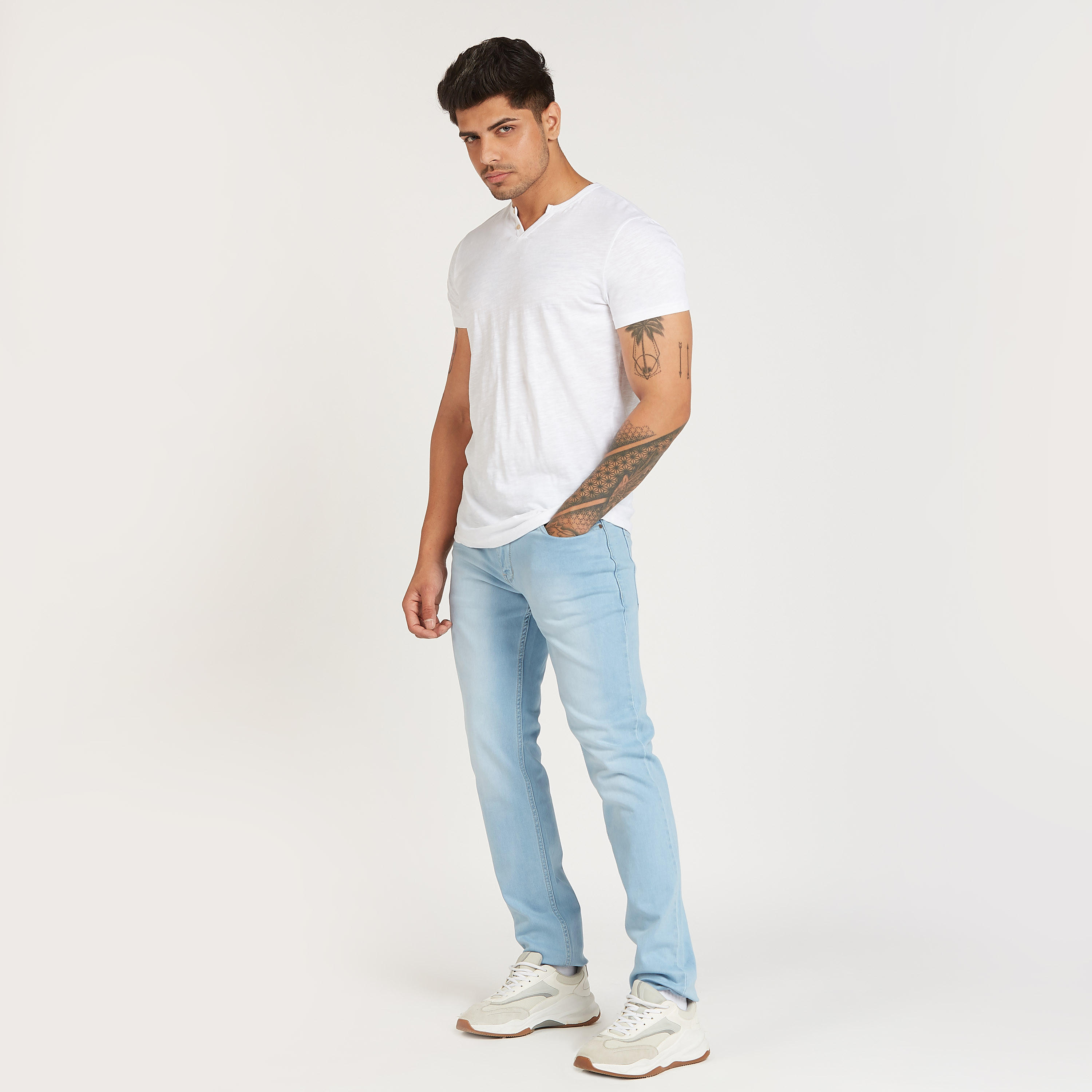 Lee Cooper Solid T-shirt with Henley Neck and Short Sleeves-men-clothing-tshirtsandpolos-tshirts-image-2