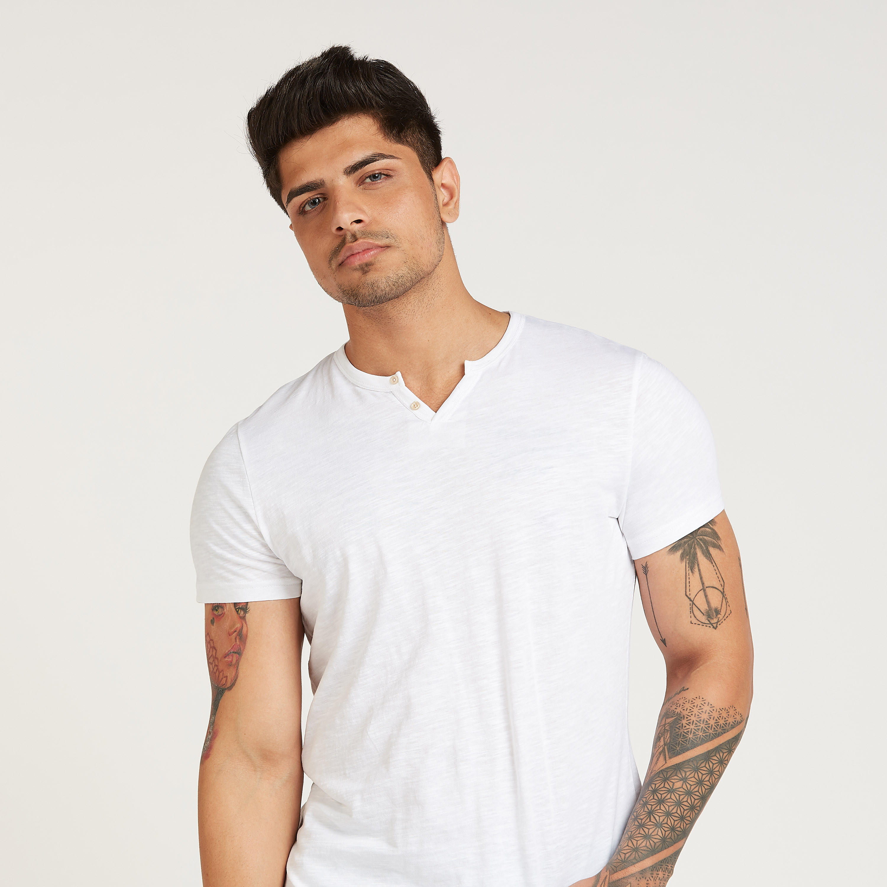 Lee Cooper Solid T-shirt with Henley Neck and Short Sleeves-men-clothing-tshirtsandpolos-tshirts-image-3