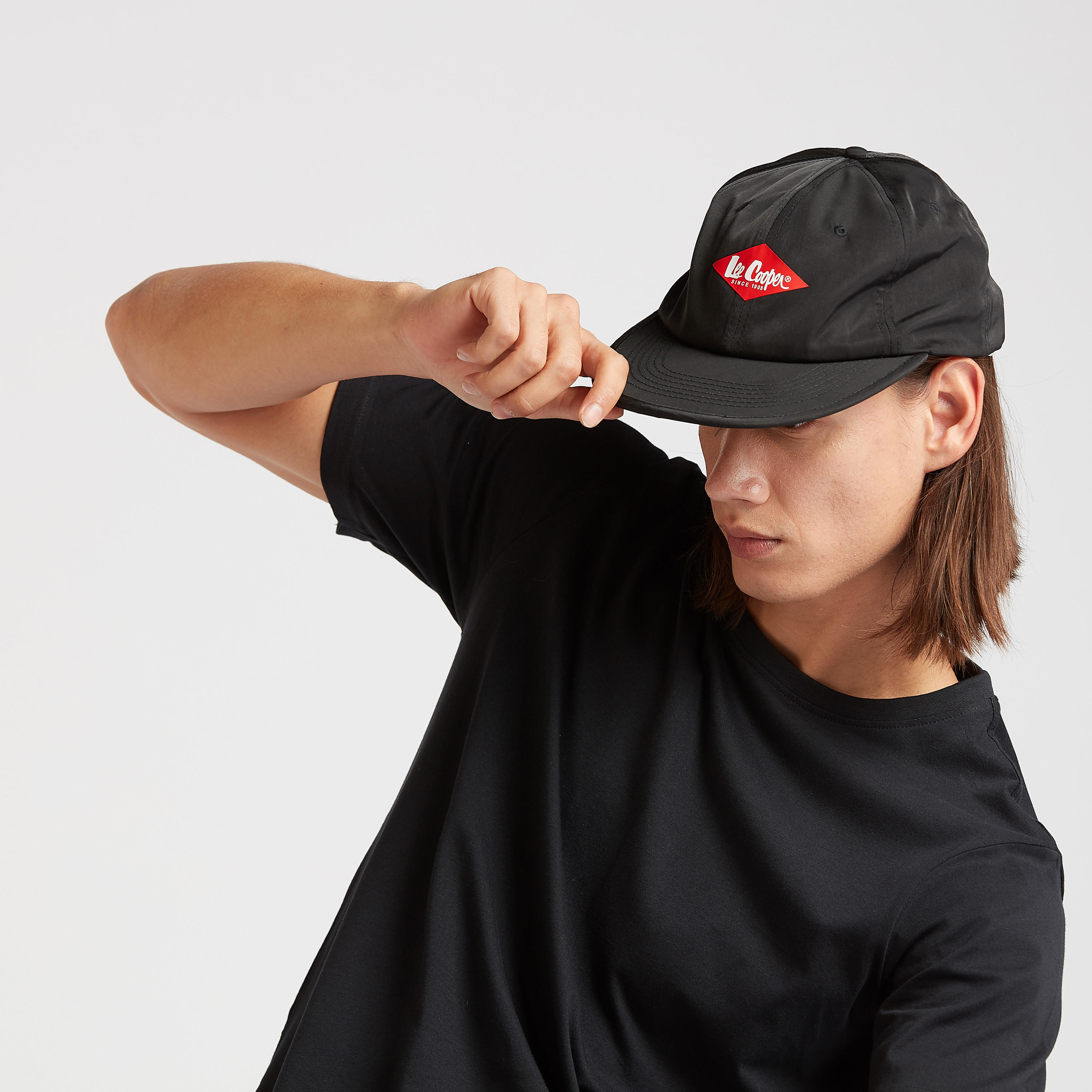 Lee Cooper Logo Print Cap with Hook and Loop Closure-men-caps-image-2