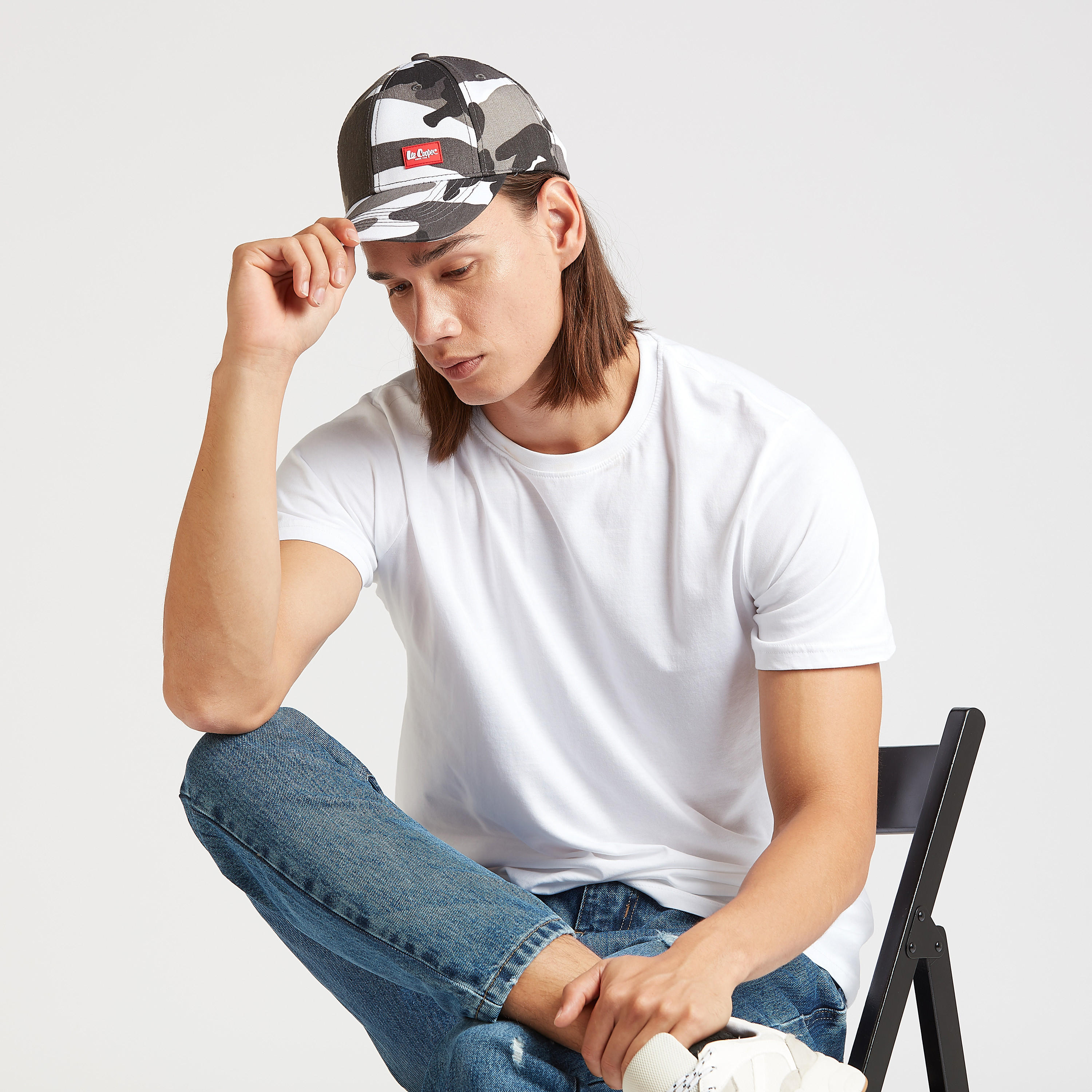 Lee Cooper Printed Cap with Hook and Loop Closure-men-caps-image-2