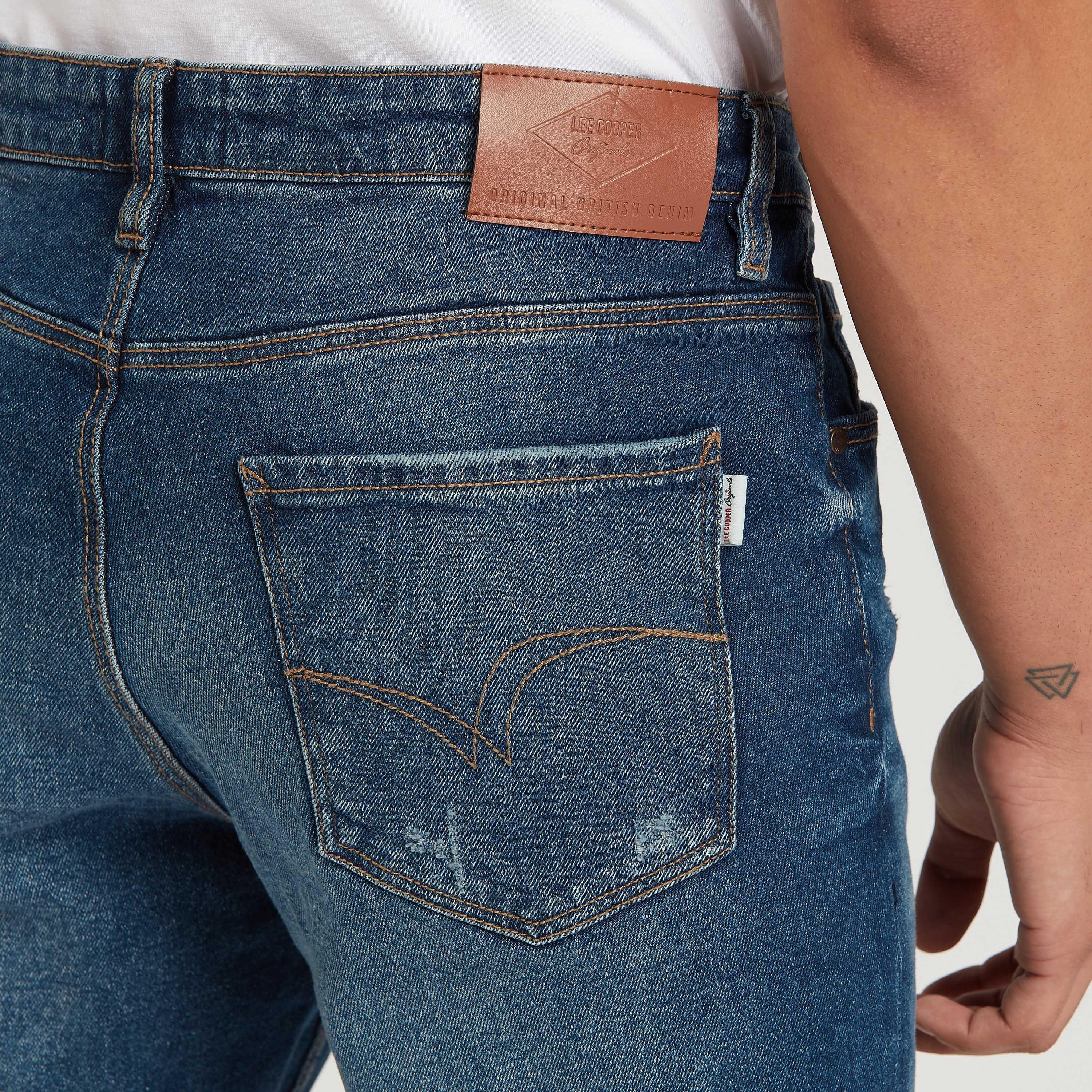 بنطلون جينز ممزق سكيني بخصر متوسط الارتفاع بجيوب من لي كوبر-men-clothing-bottoms-jeans-image-3