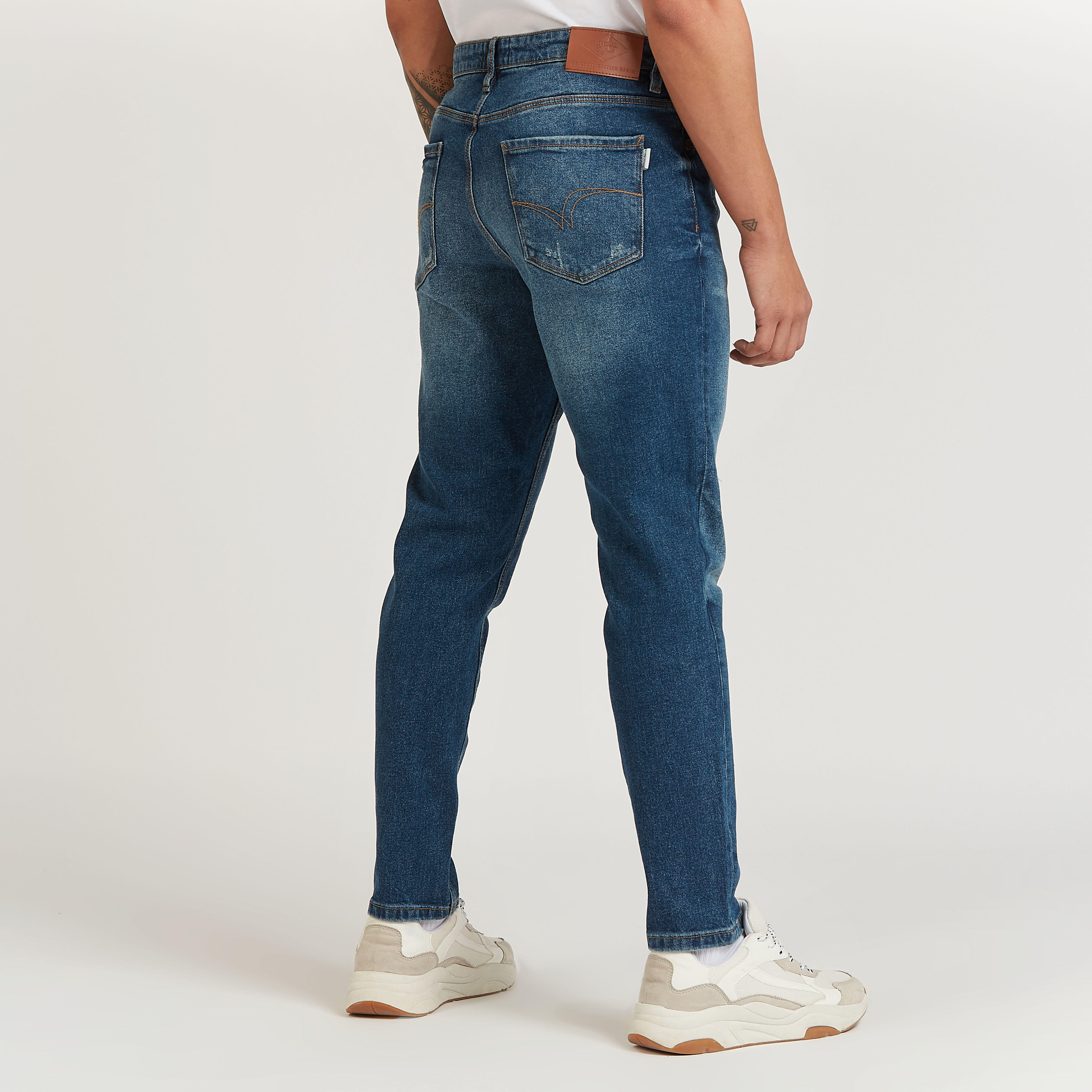 بنطلون جينز ممزق سكيني بخصر متوسط الارتفاع بجيوب من لي كوبر-men-clothing-bottoms-jeans-image-4