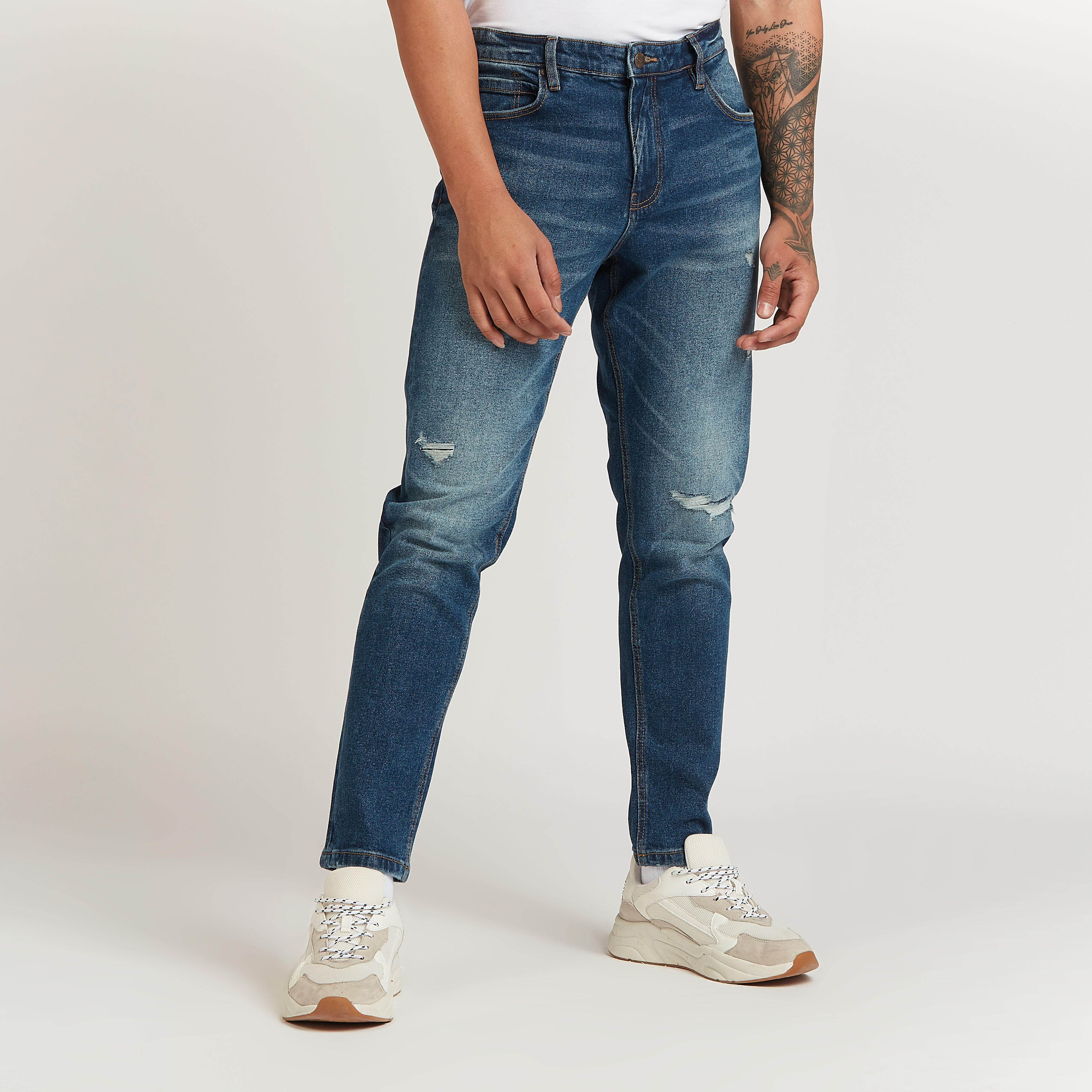 بنطلون جينز ممزق سكيني بخصر متوسط الارتفاع بجيوب من لي كوبر-men-clothing-bottoms-jeans-image-5