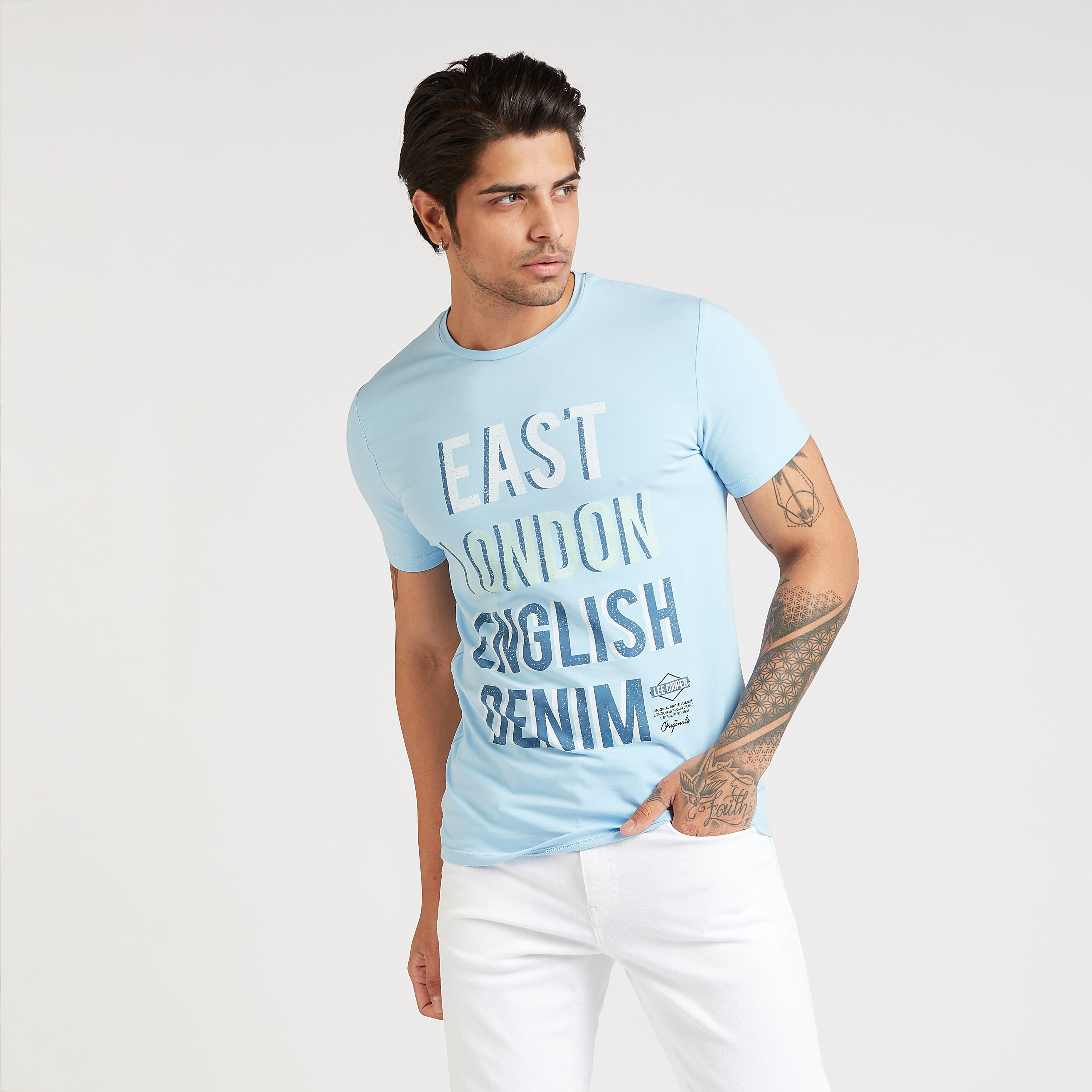Lee Cooper Typographic Print T-shirt with Crew Neck and Short Sleeves-men-clothing-tshirtsandpolos-tshirts-image-1