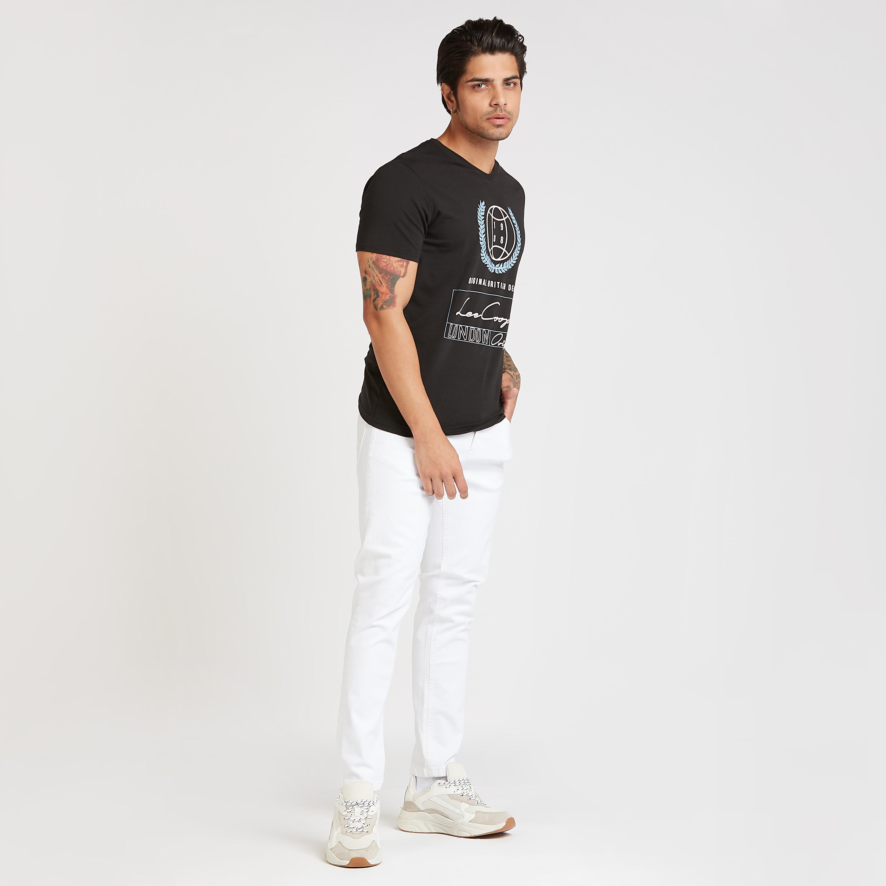 Lee Cooper Printed T-shirt with V-Neck and Short Sleeves-men-clothing-tshirtsandpolos-tshirts-image-2