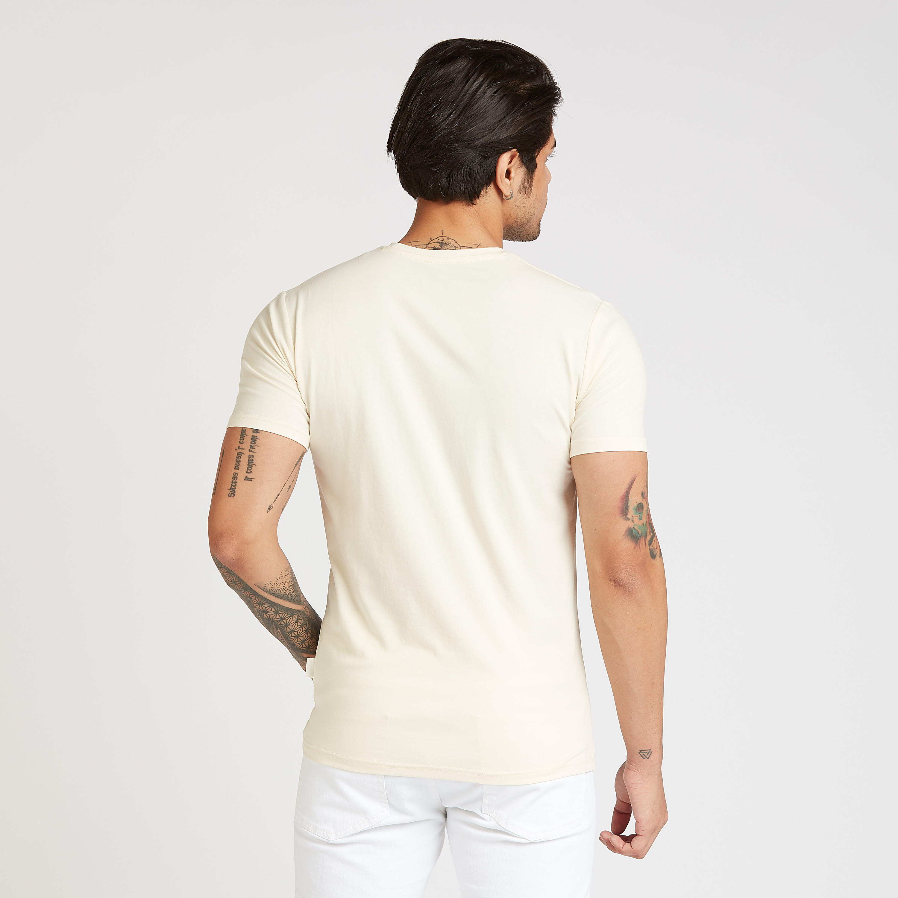 Lee Cooper Typographic Print T-shirt with V-Neck and Short Sleeves-men-clothing-tshirtsandpolos-tshirts-image-4