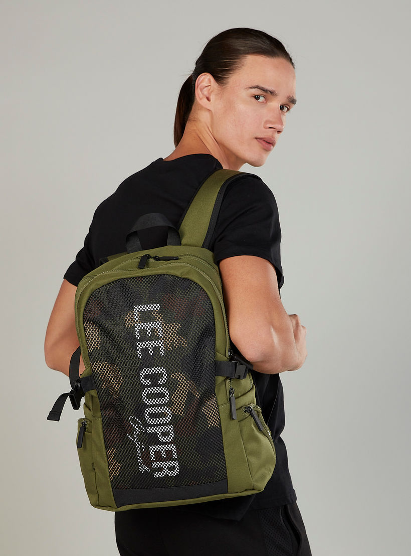 Lee Cooper Printed Backpack with Adjustable Shoulder Straps-men-bags-image-4