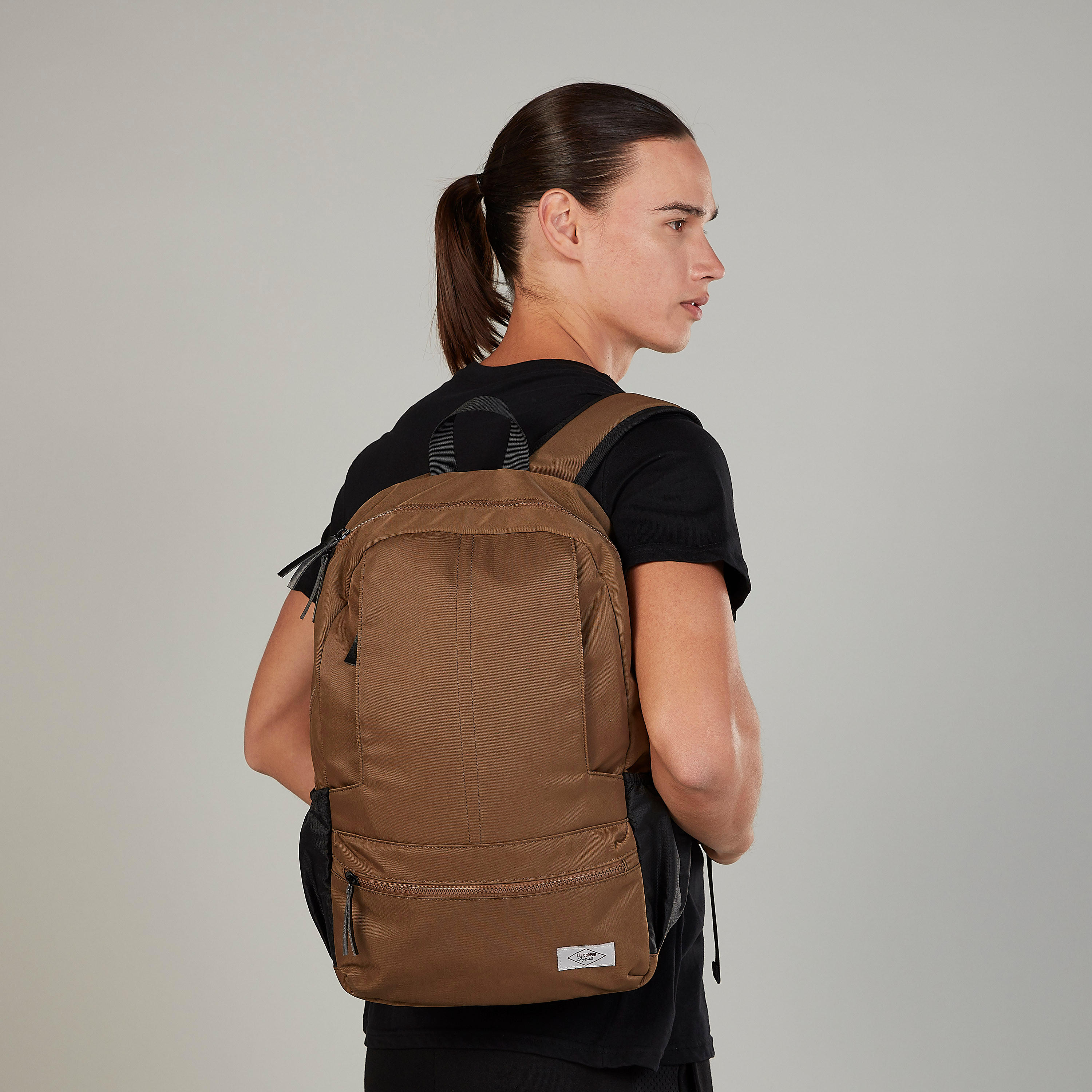Lee Cooper Solid Backpack with Adjustable Shoulder Straps-men-bags-image-2