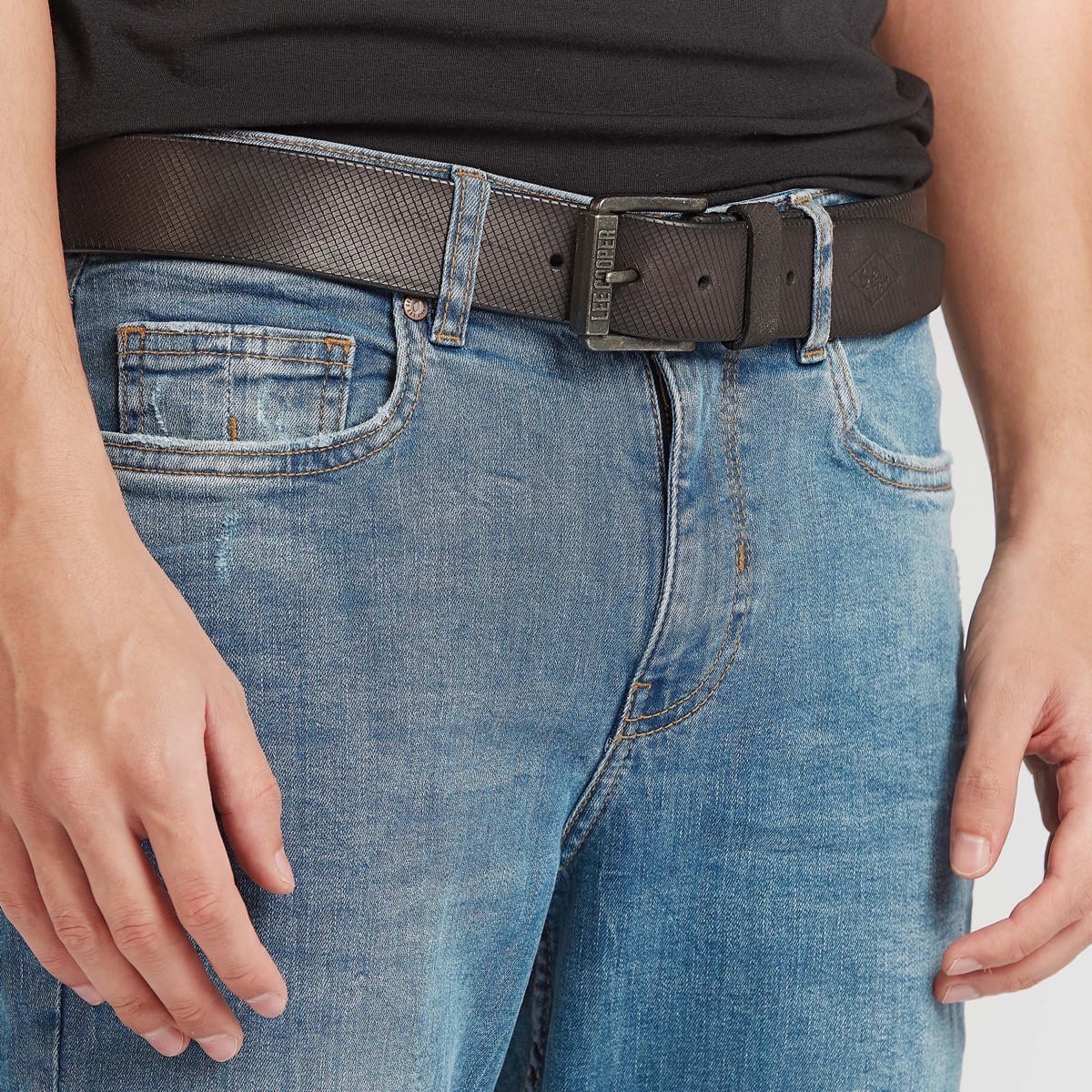Lee Cooper Textured Belt with Pin Buckle Closure-men-beltsandwallets-belts-image-2