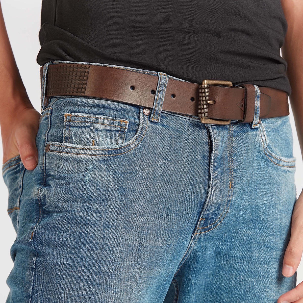 Lee Cooper Textured Belt with Pin Buckle Closure-men-beltsandwallets-belts-image-2