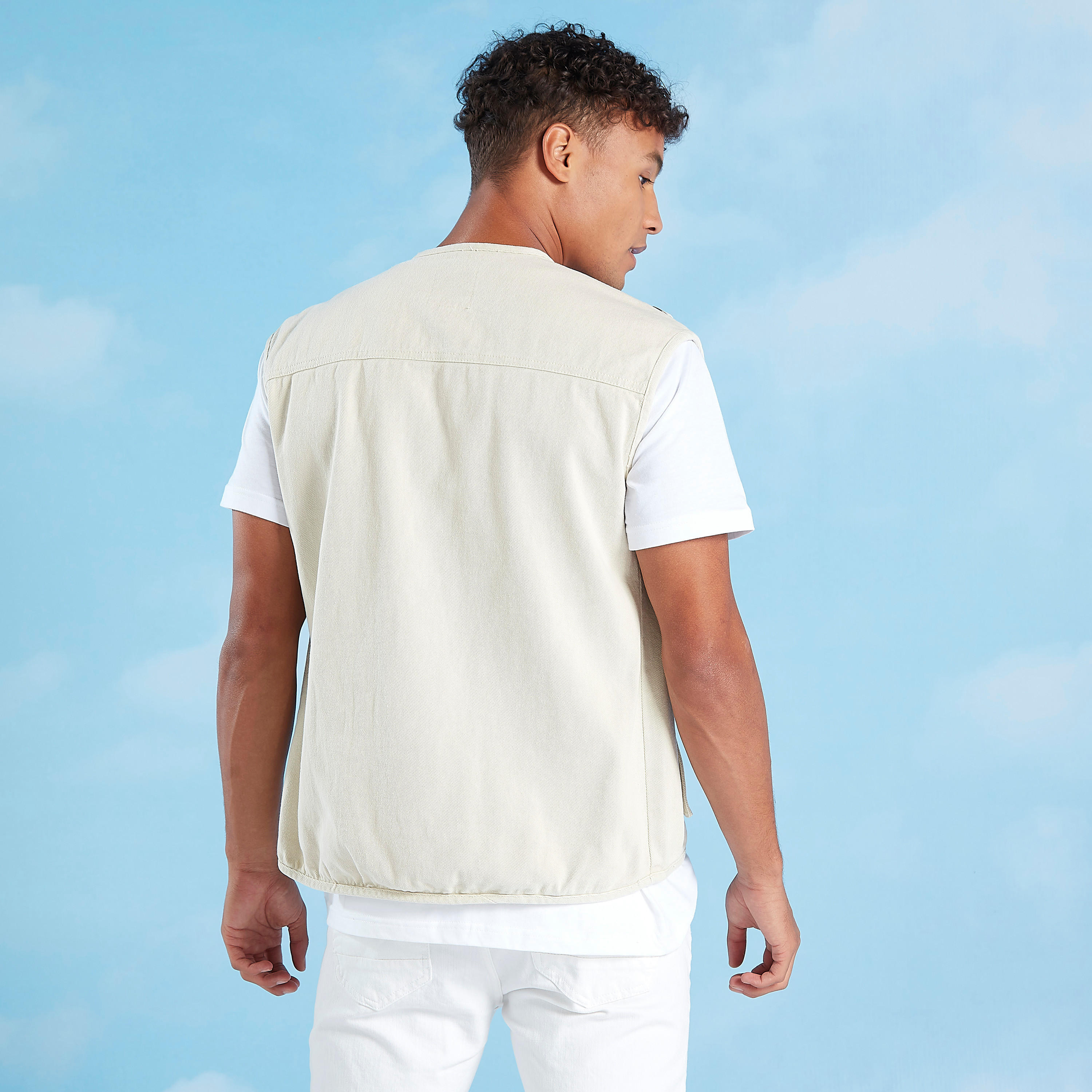 Lee Cooper Solid Sleeveless Gilet with Flap Pockets and Zip Closure-men-clothing-jacketsandblazers-jackets-image-4