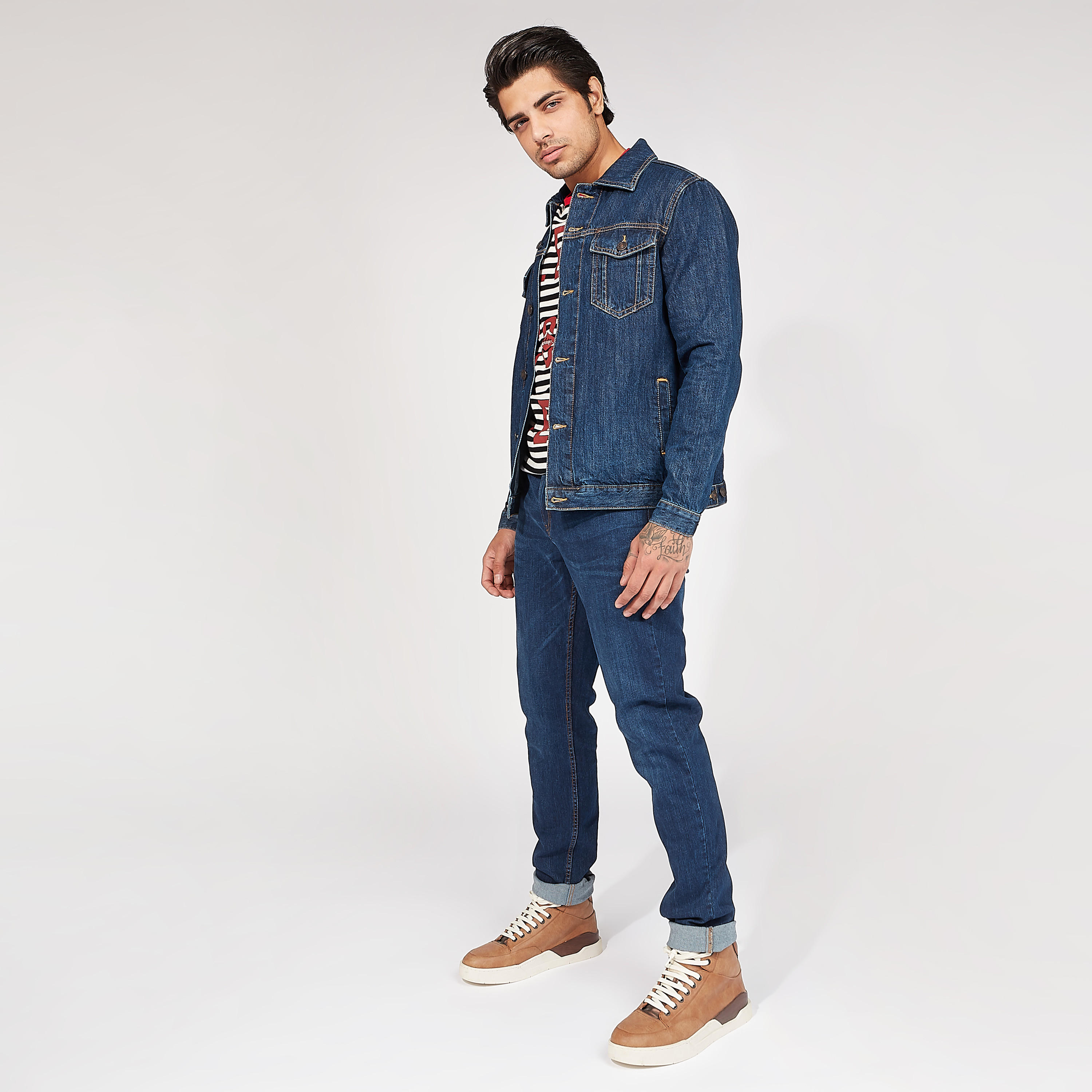 Lee Cooper Printed Denim Jacket with Flap Pockets-men-clothing-jacketsandblazers-jackets-image-2