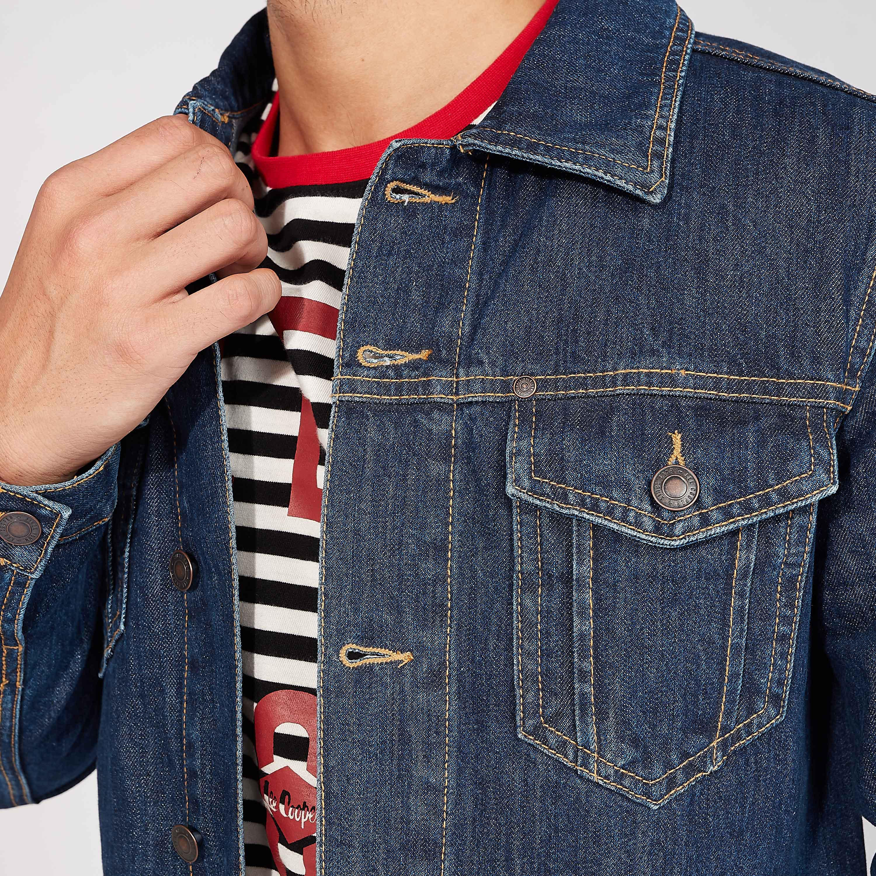 Lee Cooper Printed Denim Jacket with Flap Pockets-men-clothing-jacketsandblazers-jackets-image-3