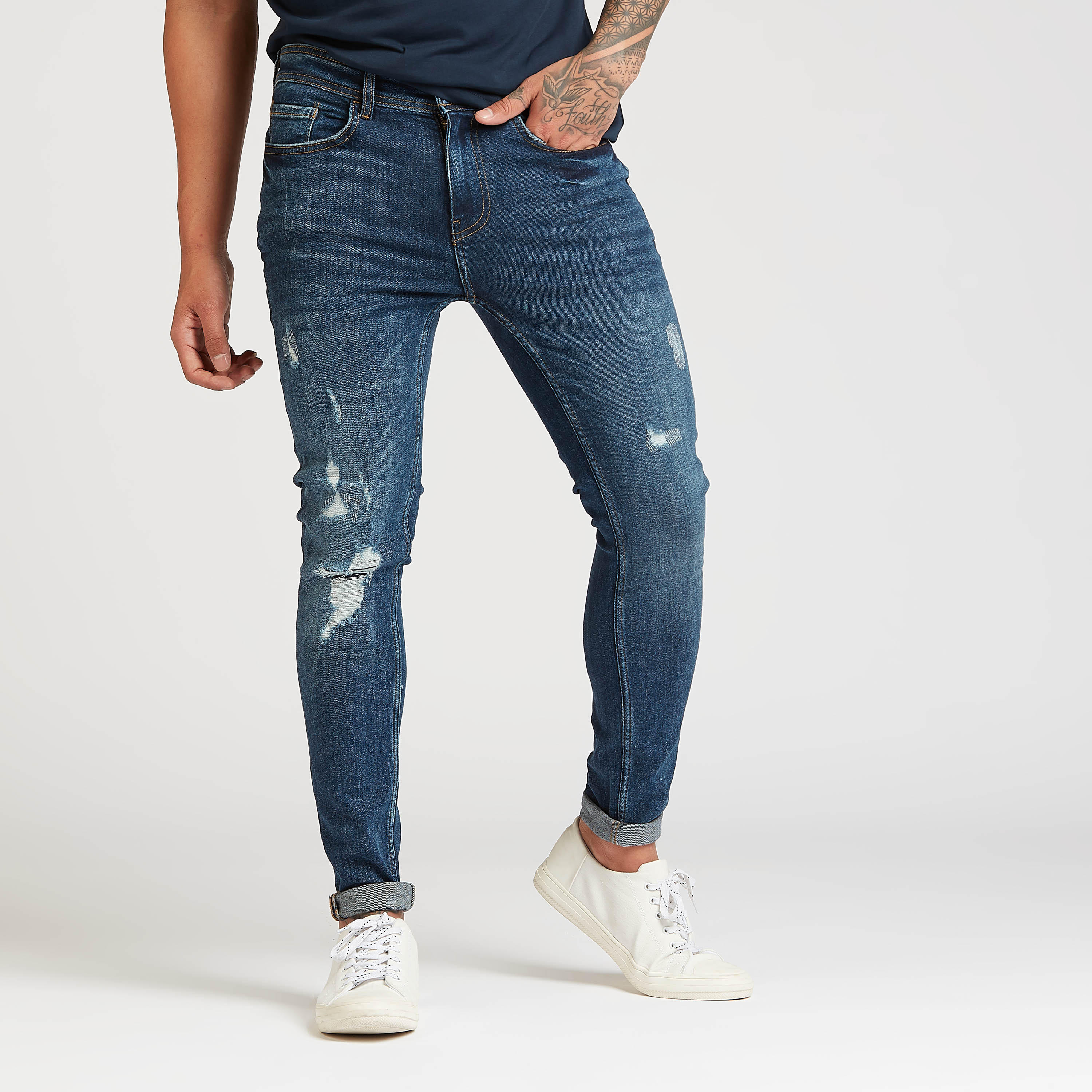 Lee Cooper Slim Fit Distressed Low-Rise Jeans with Pocket Detail-men-clothing-bottoms-jeans-image-1