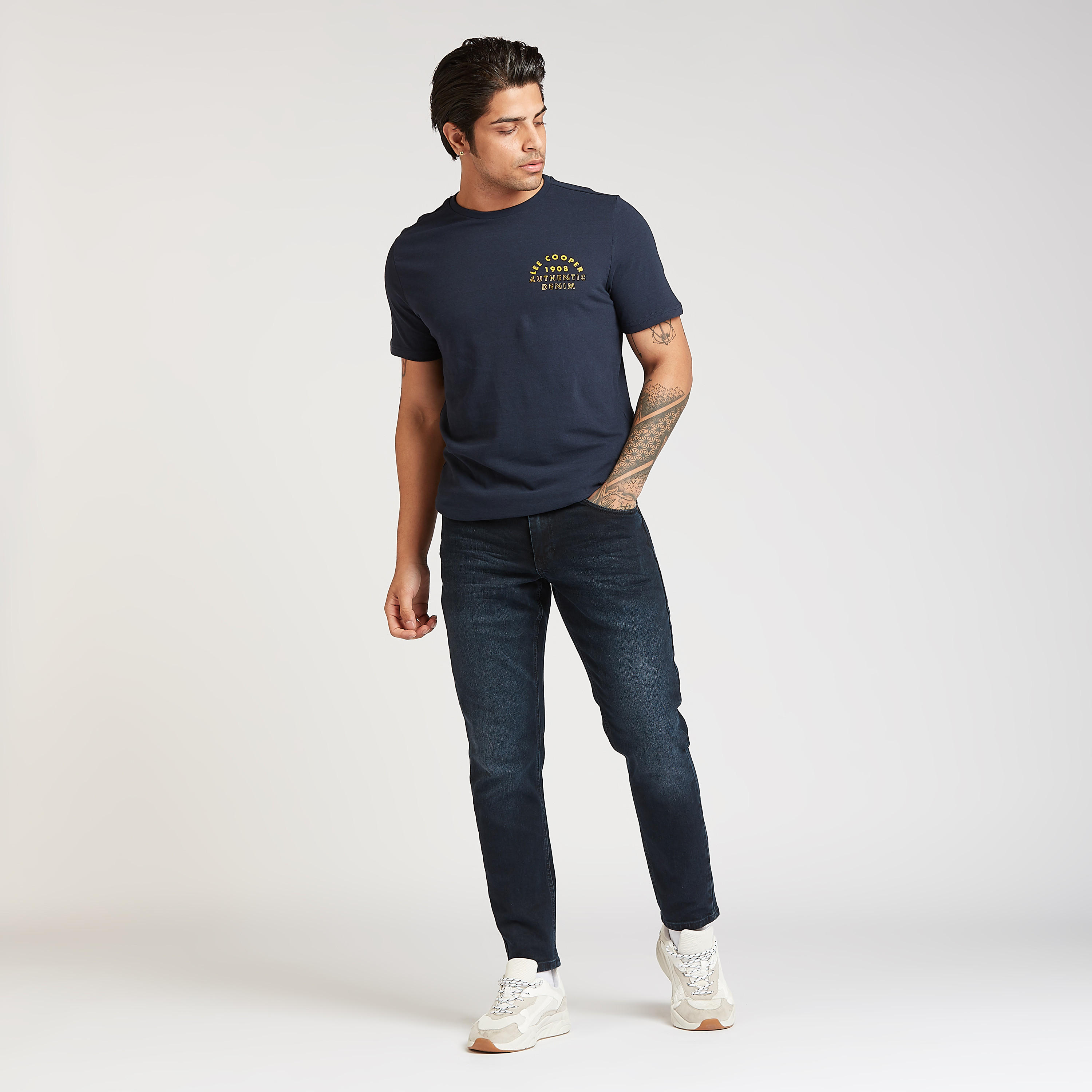 Lee Cooper Printed T-shirt with Crew Neck and Short Sleeves-men-clothing-tshirtsandpolos-tshirts-image-2