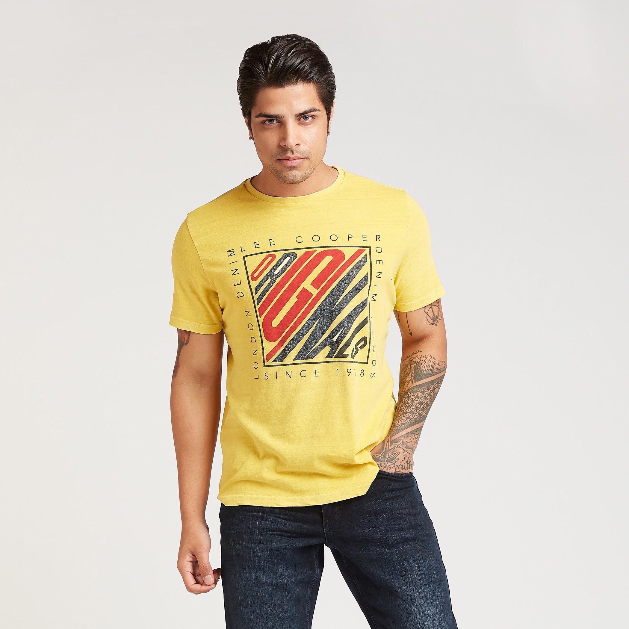 Lee Cooper Printed T-shirt with Crew Neck and Short Sleeves-men-clothing-tshirtsandpolos-tshirts-image-1