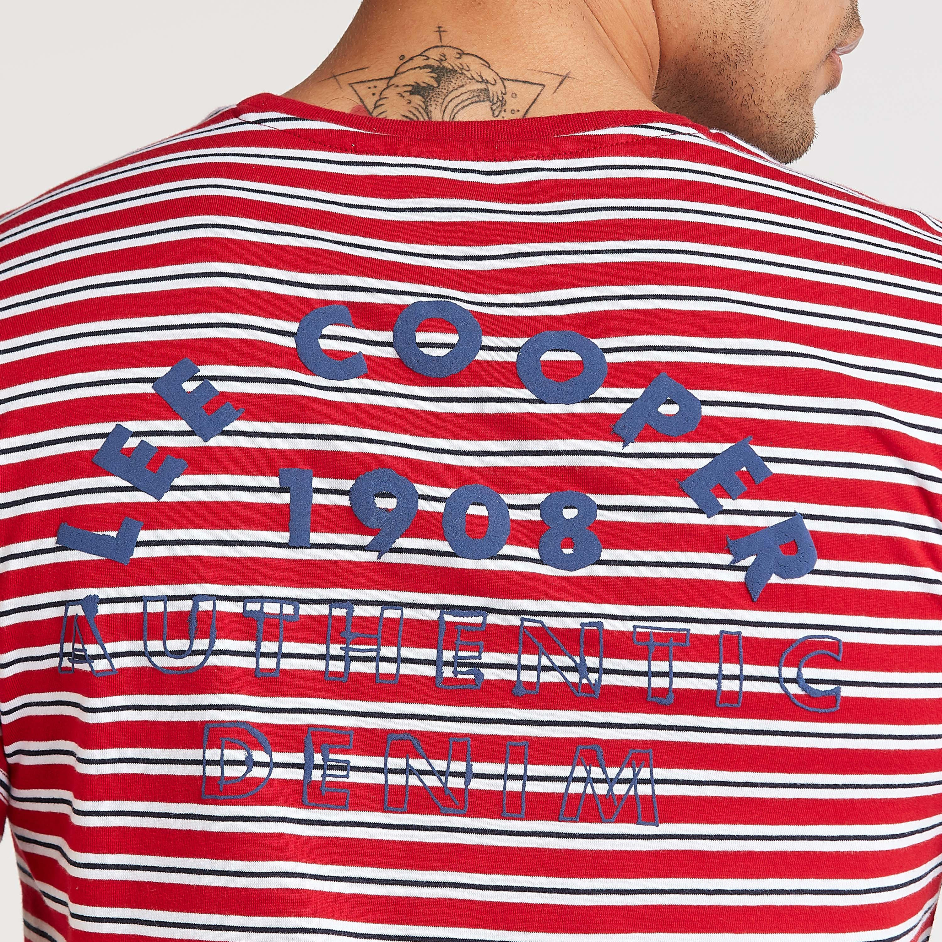 Lee Cooper Striped T-shirt with Crew Neck and Short Sleeves-men-clothing-tshirtsandpolos-tshirts-image-3