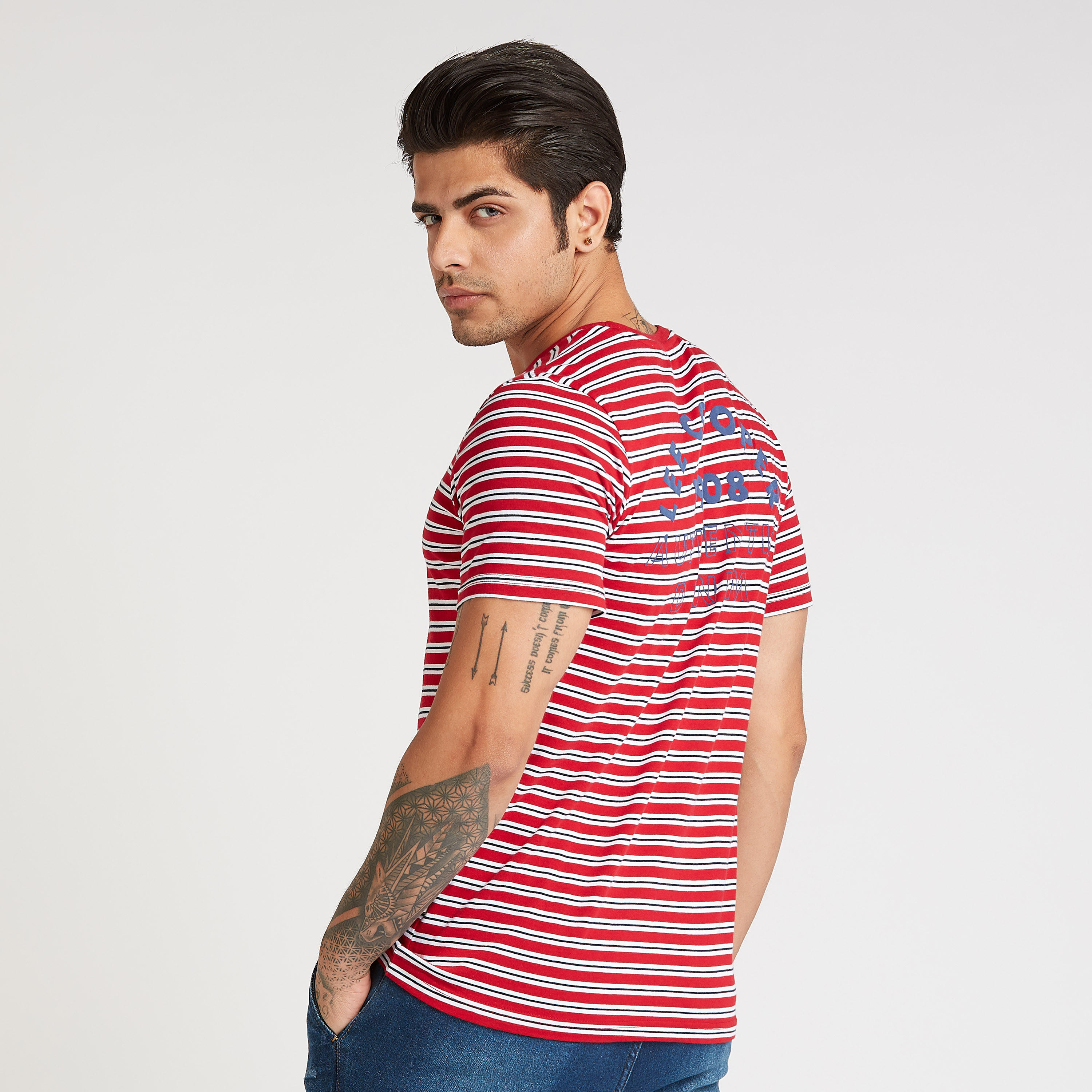 Lee Cooper Striped T-shirt with Crew Neck and Short Sleeves-men-clothing-tshirtsandpolos-tshirts-image-4
