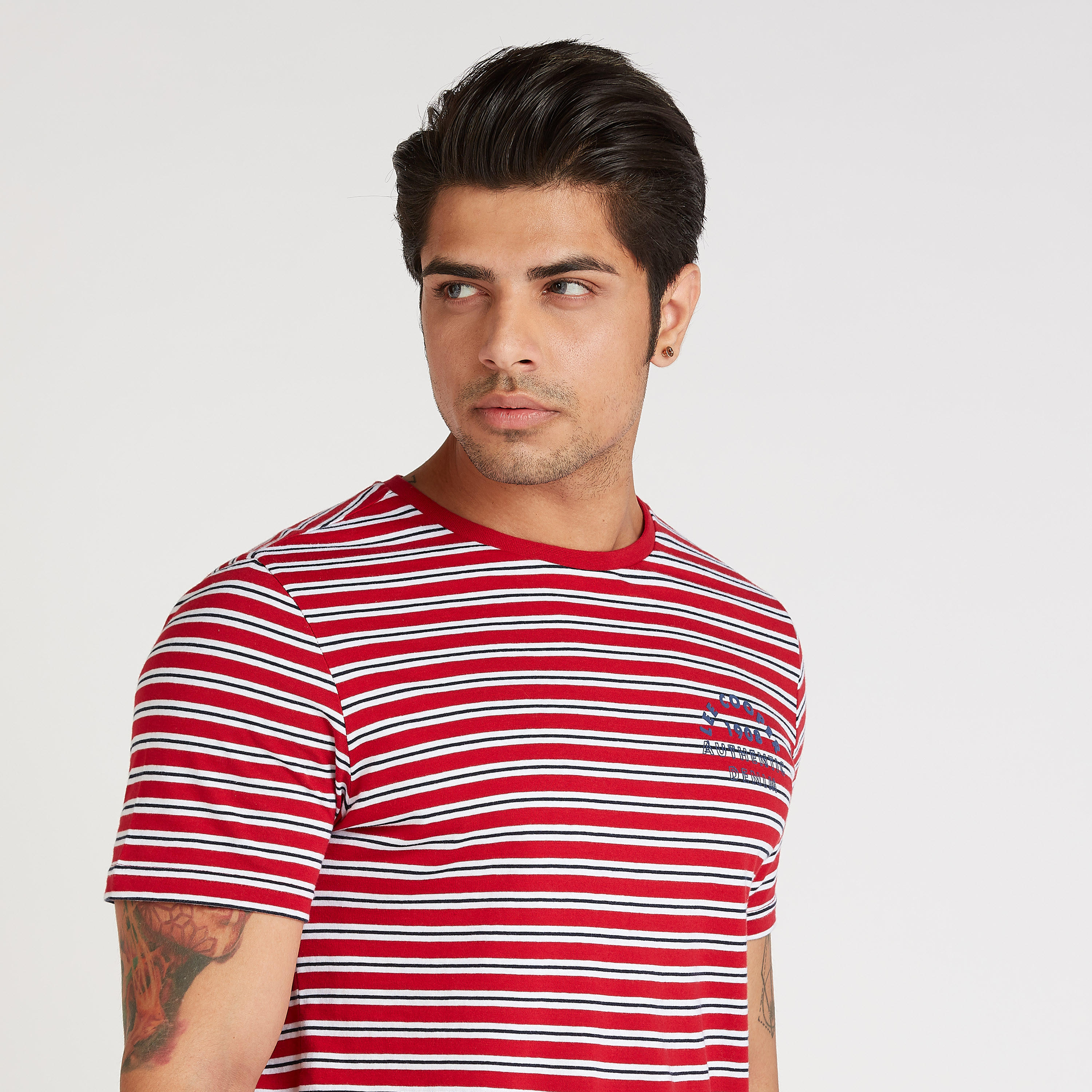 Lee Cooper Striped T-shirt with Crew Neck and Short Sleeves-men-clothing-tshirtsandpolos-tshirts-image-5