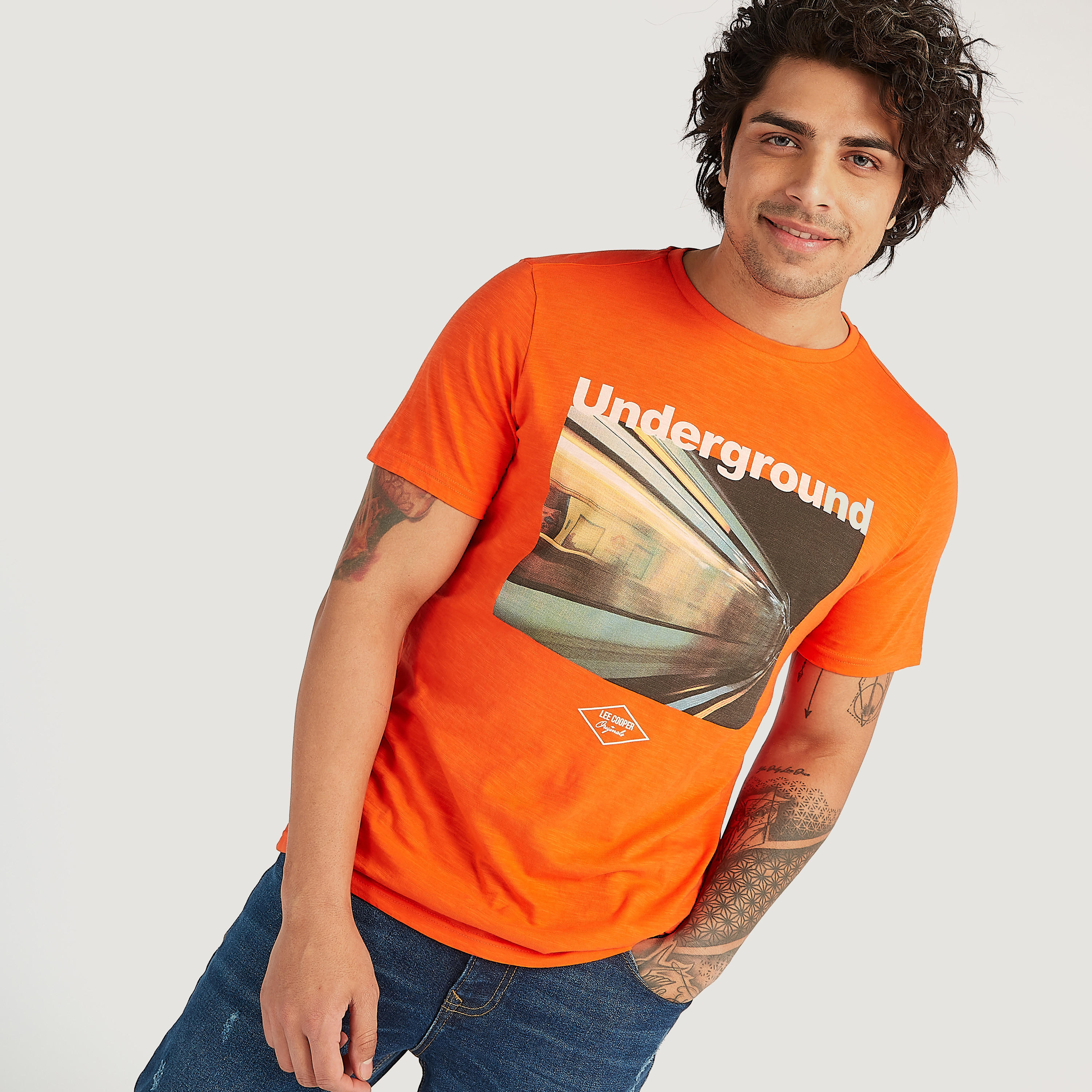Lee Cooper Printed T-shirt with Short Sleeves-men-clothing-tshirtsandpolos-tshirts-image-1