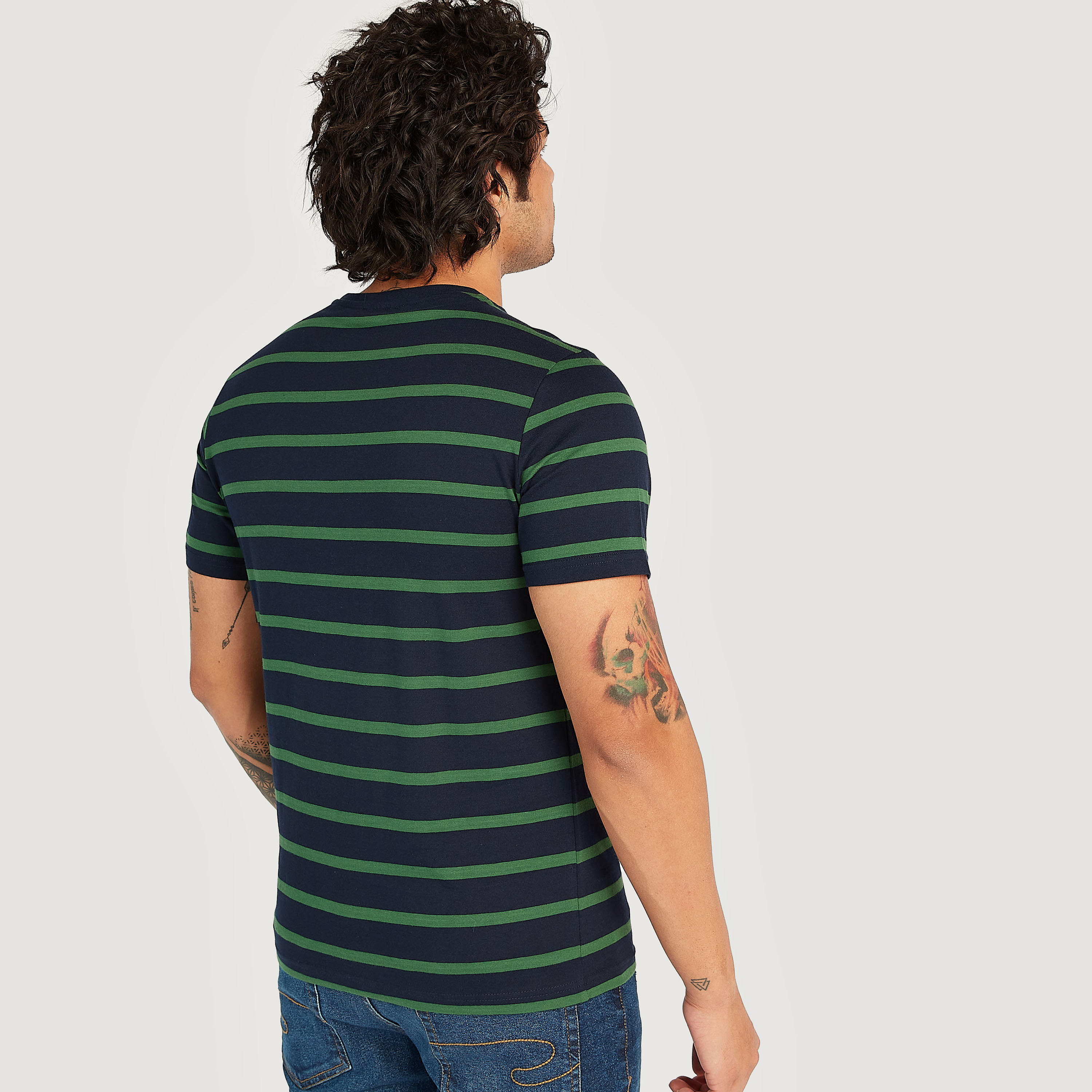 تيشيرت مخطّط بأكمام قصيرة من لي كوبر-men-clothing-tshirtsandpolos-tshirts-image-3