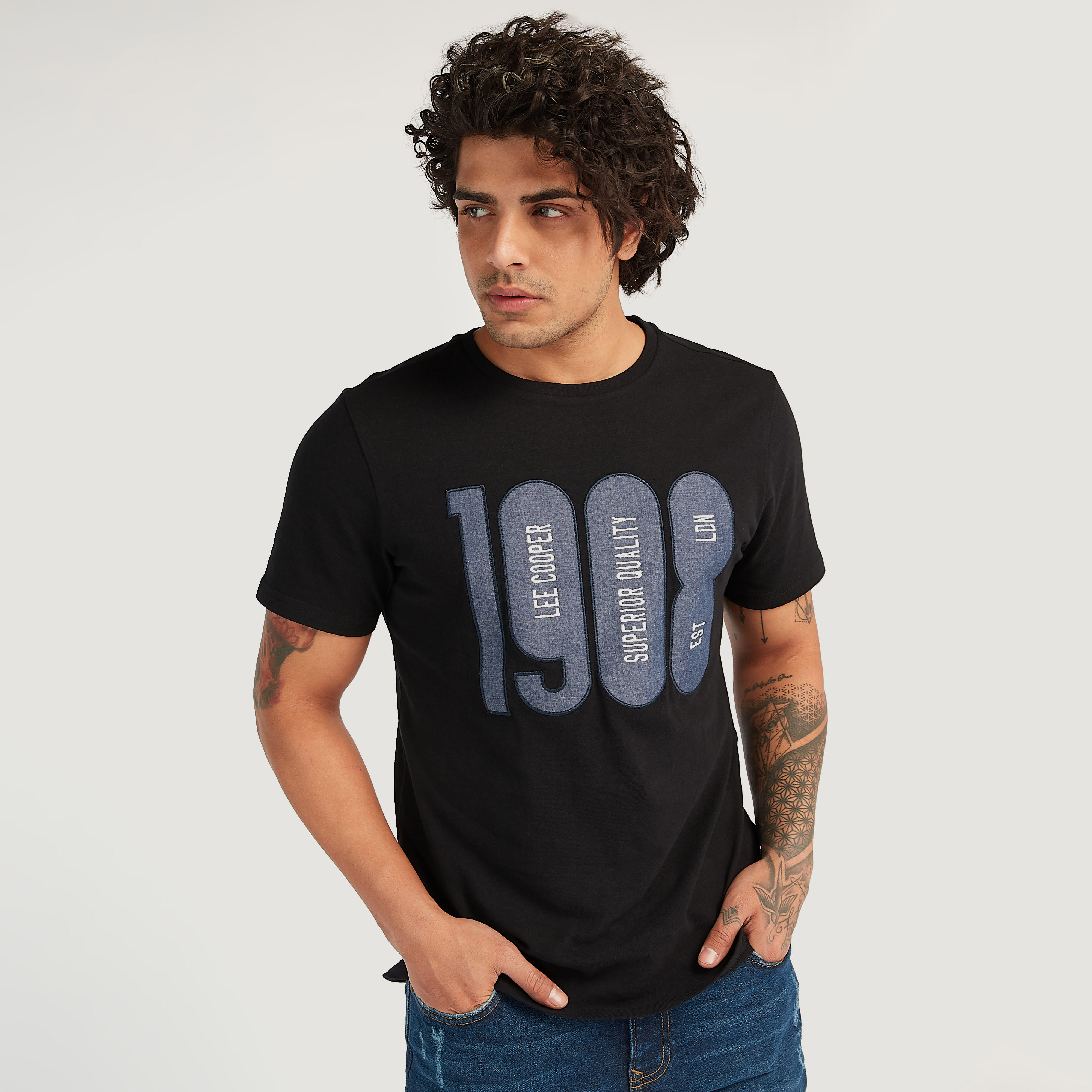 Lee Cooper Printed T-shirt with Short Sleeves-men-clothing-tshirtsandpolos-tshirts-image-1