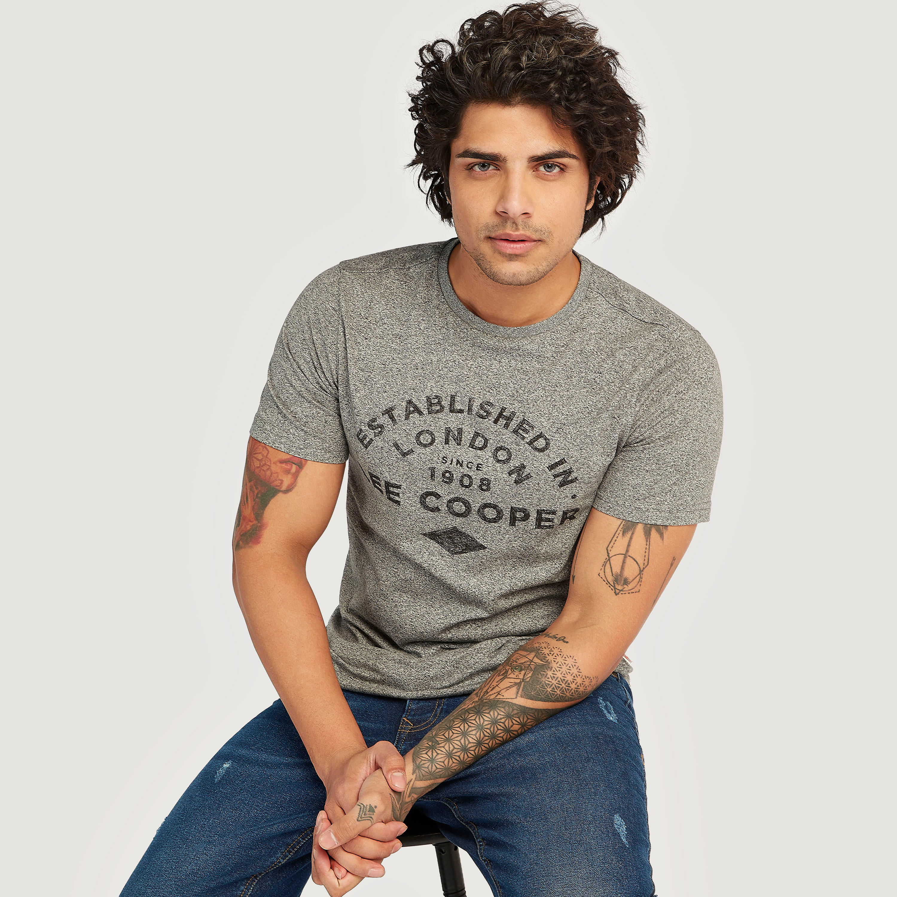 Lee Cooper Printed T-shirt with Short Sleeves-men-clothing-tshirtsandpolos-tshirts-image-1