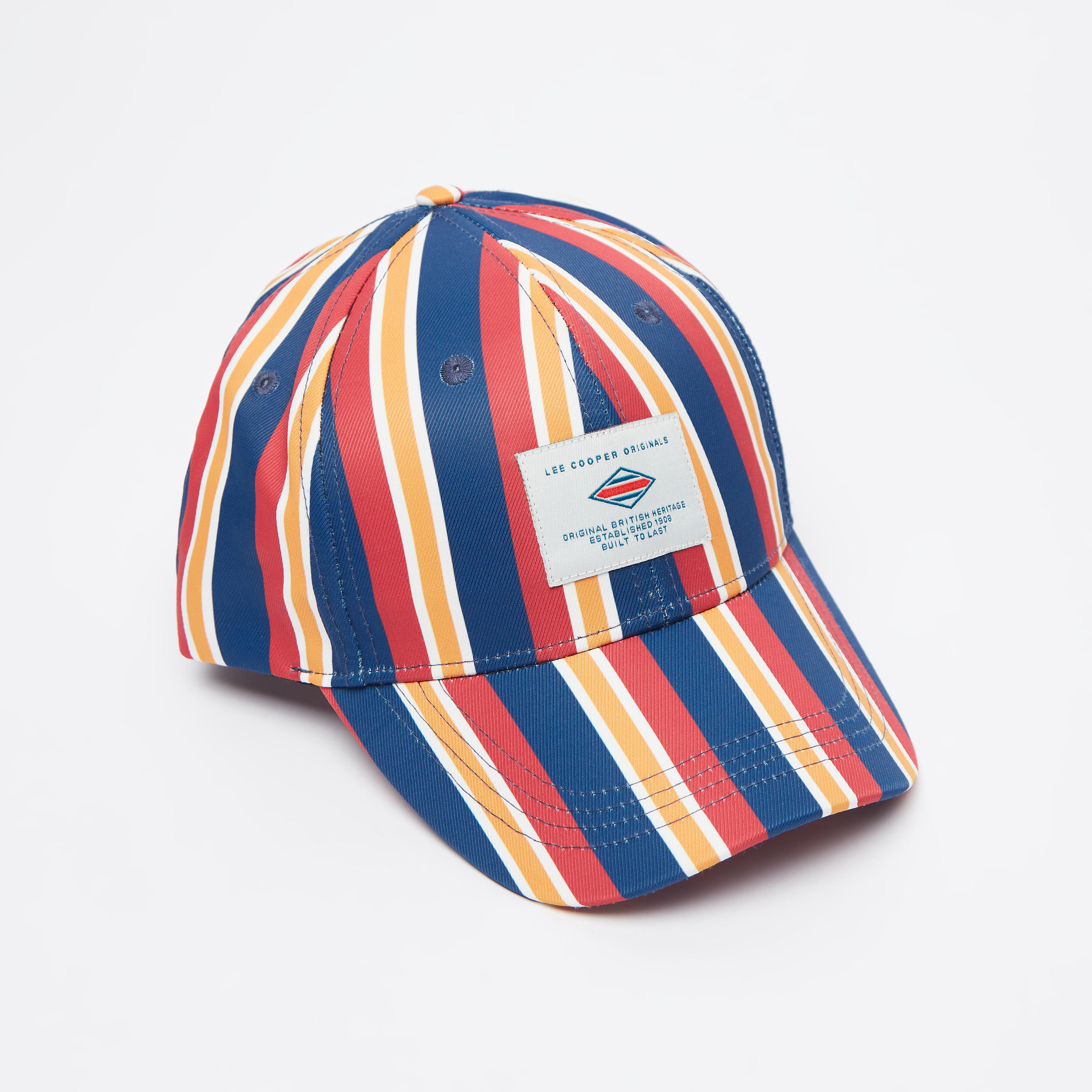 Lee Cooper Striped Cap with Hook and Loop Closure-men-caps-image-1
