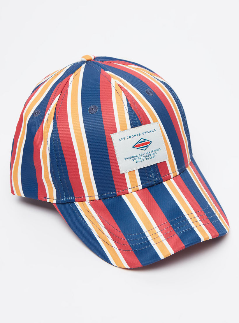Lee Cooper Striped Cap with Hook and Loop Closure-men-caps-image-1