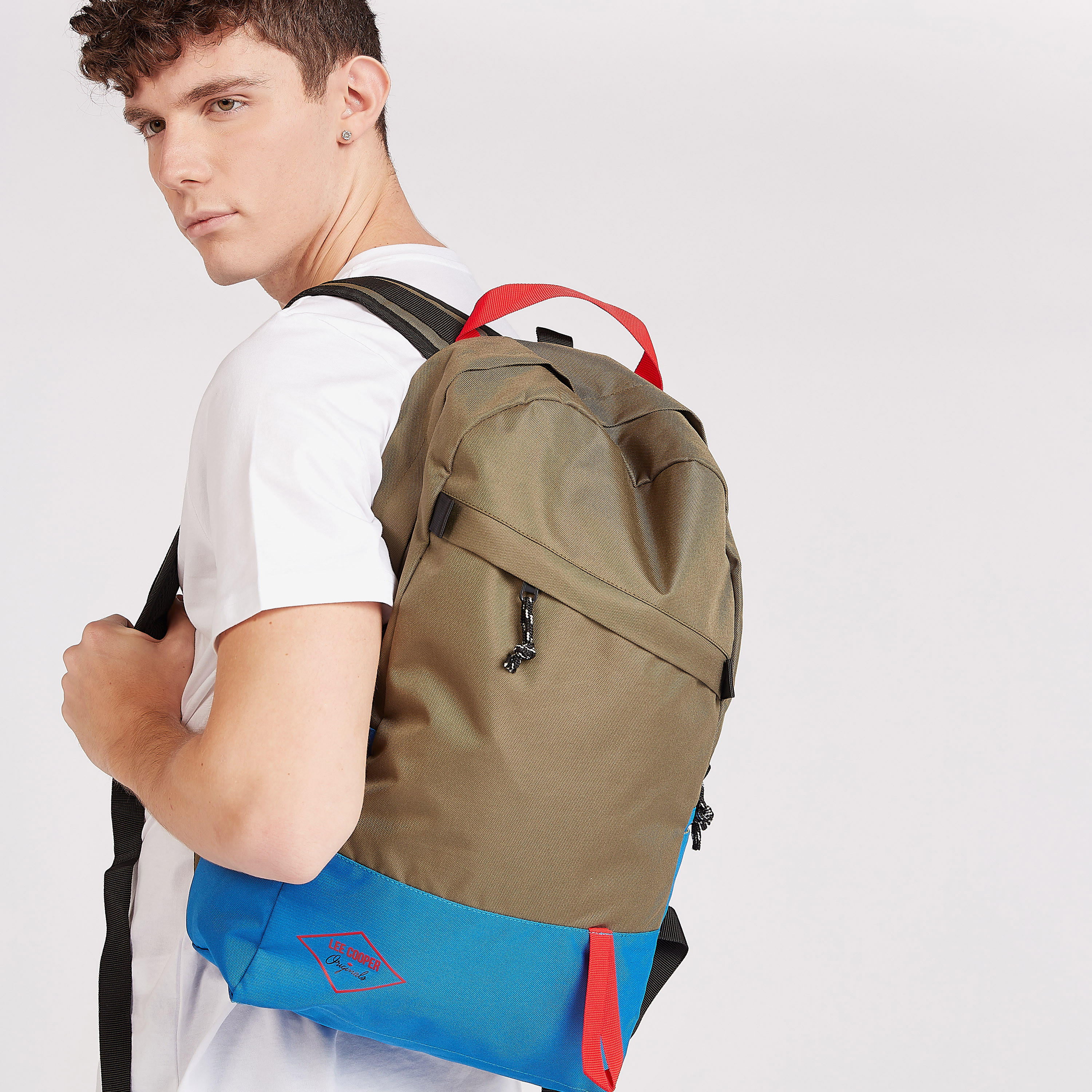 Lee Cooper Logo Printed Backpack with Zip Closure-men-bags-image-6