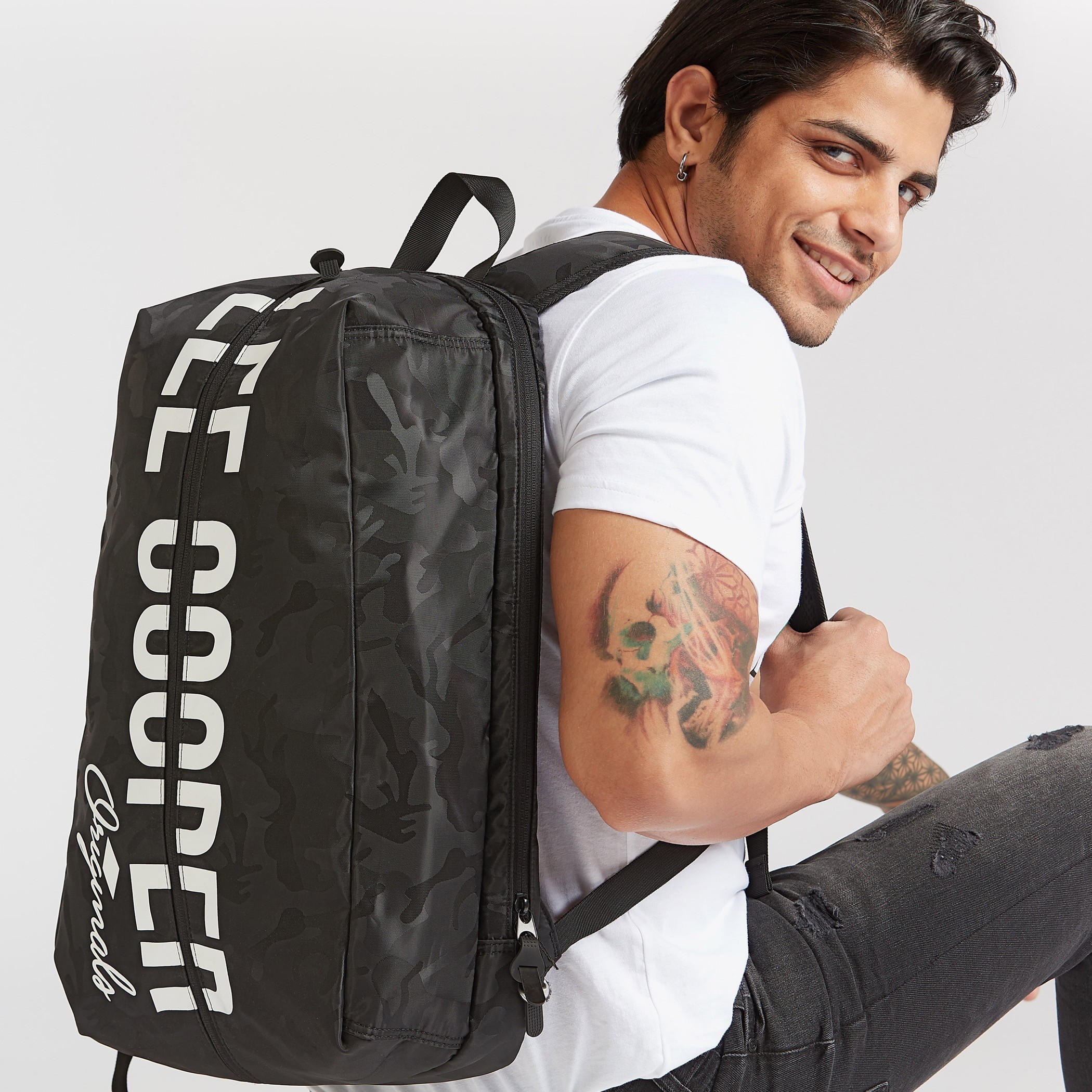 Lee Cooper Printed Backpack with Adjustable Shoulder Straps-men-bags-image-2