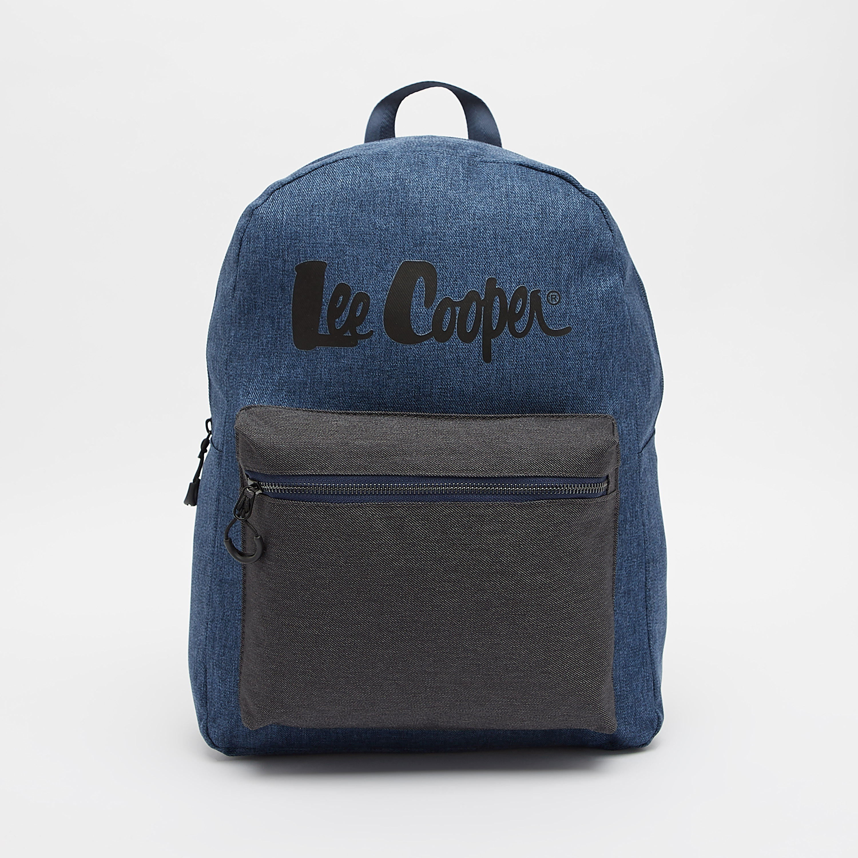 Lee Cooper Logo Print Backpack with Adjustable Straps and Zip Closure-men-bags-image-1
