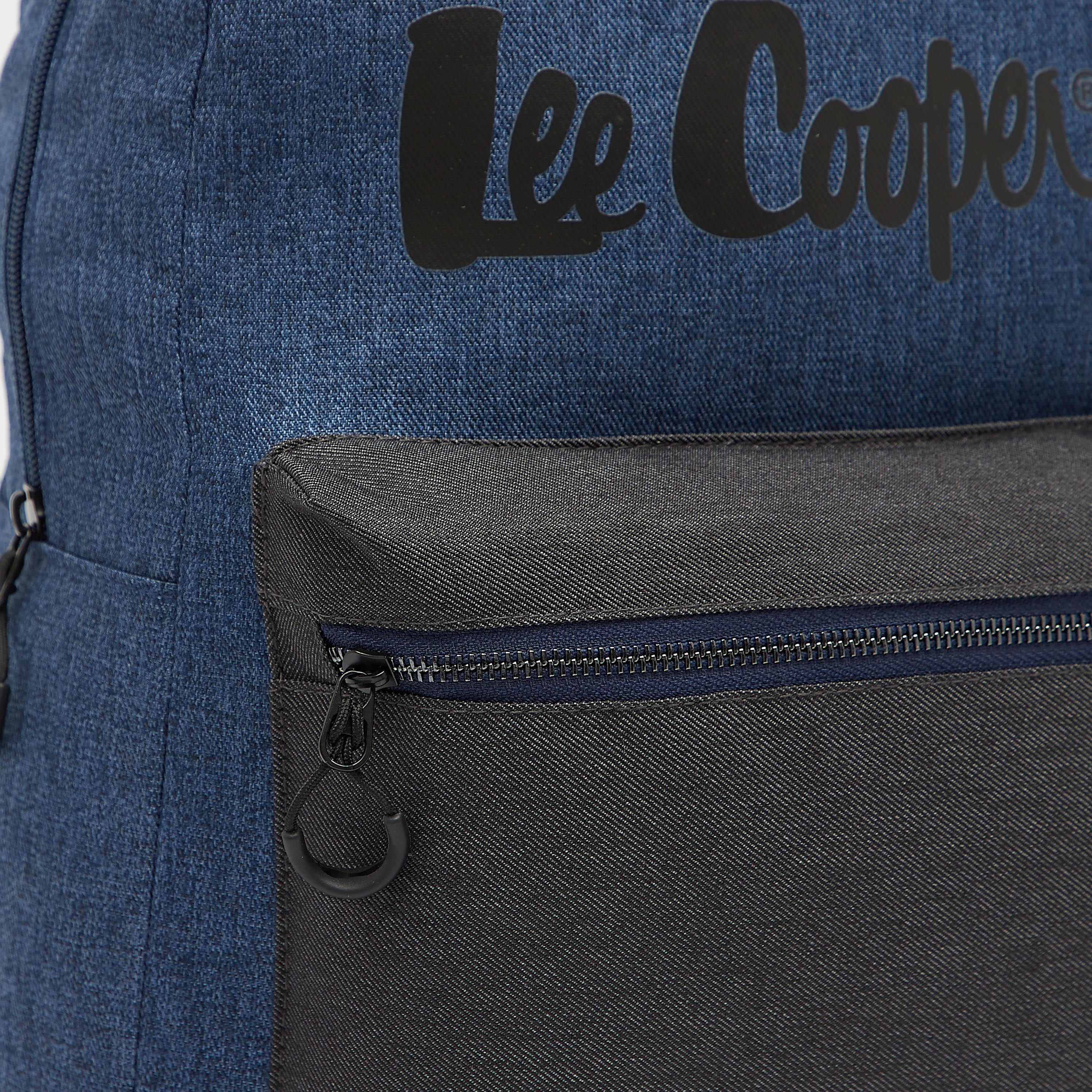 Lee Cooper Logo Print Backpack with Adjustable Straps and Zip Closure-men-bags-image-2