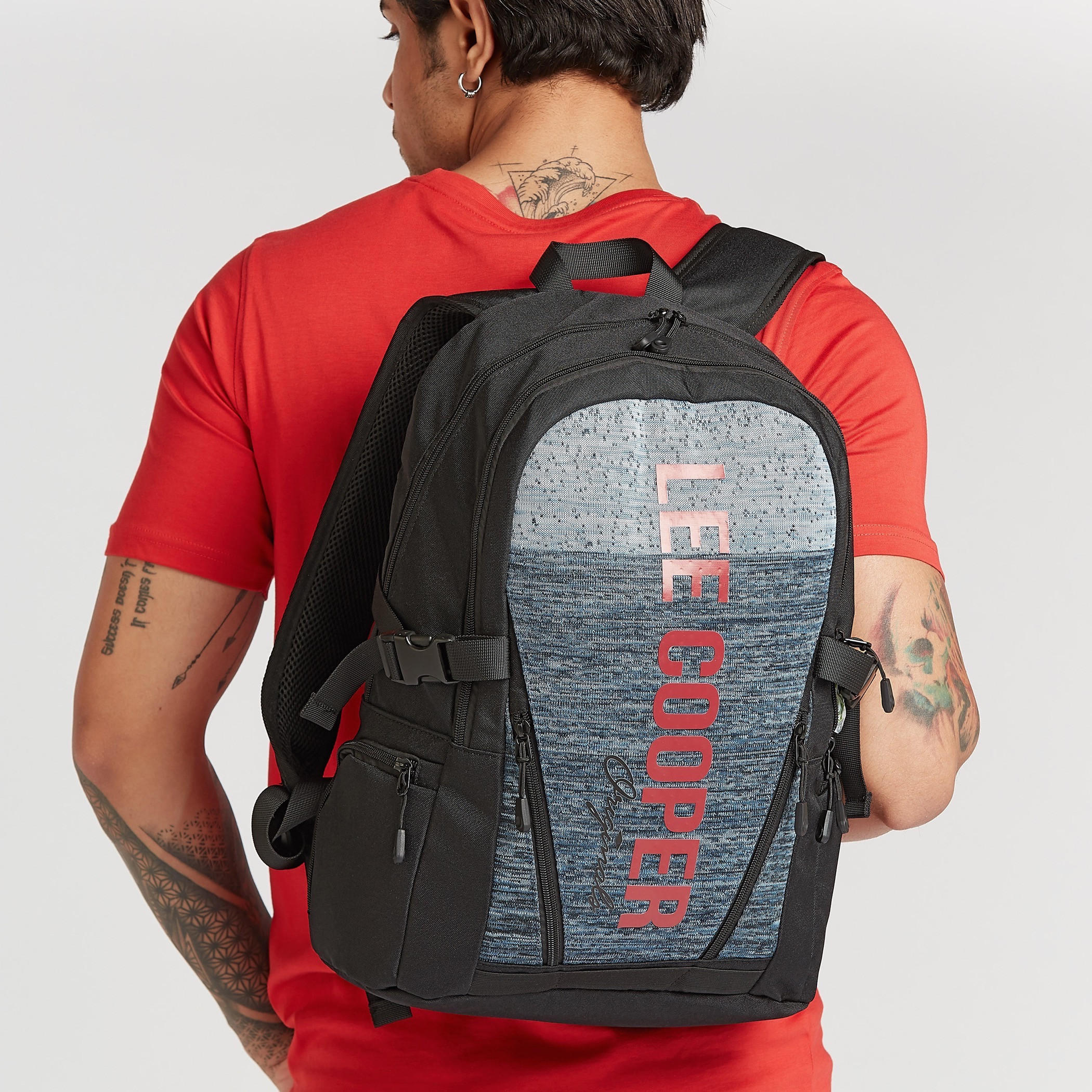 Lee Cooper Printed Backpack with Adjustable Shoulder Straps-men-bags-image-2