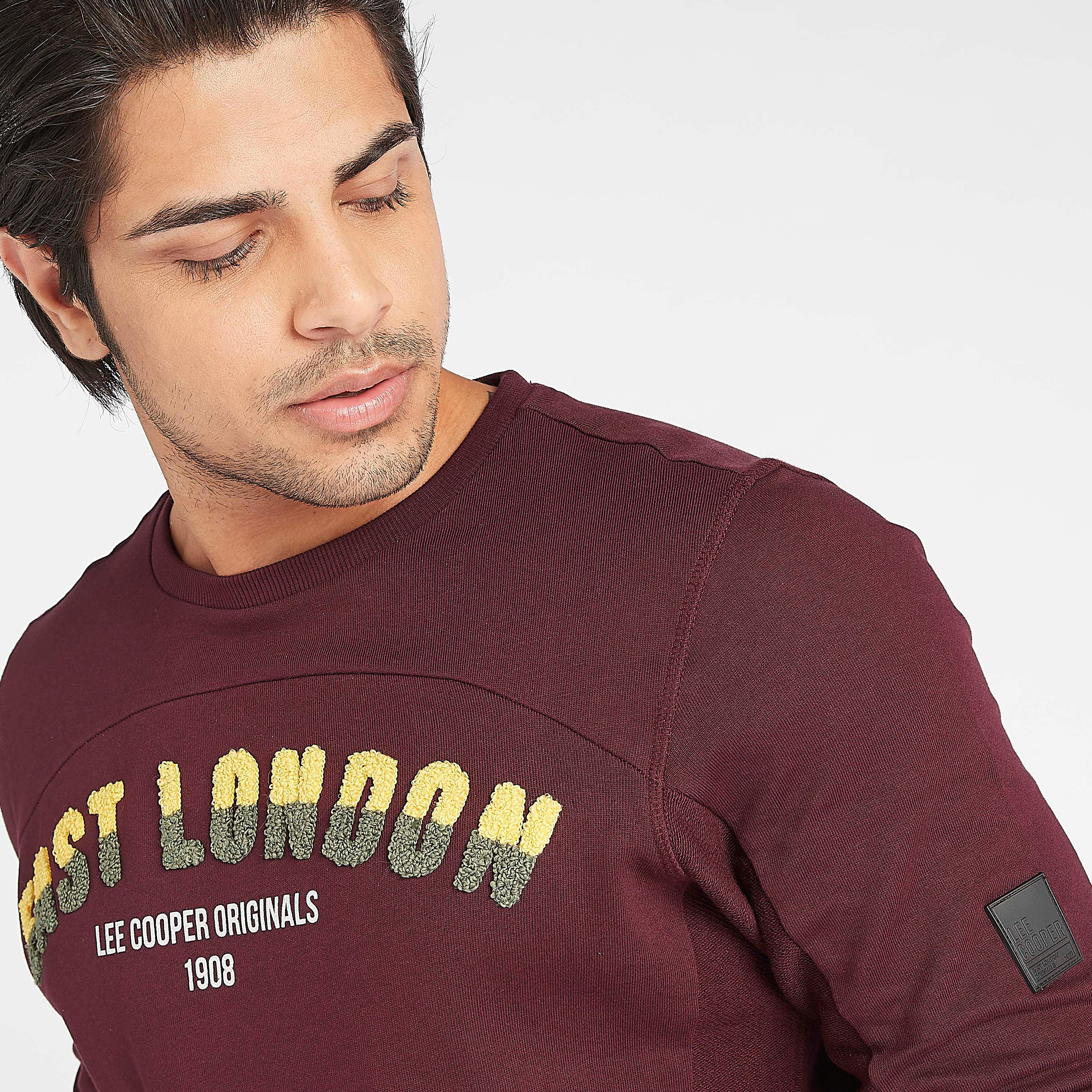 Lee Cooper Textured Crew Neck Sweatshirt with Long Sleeves-men-winterwear-hoodiesandsweatshirts-image-3