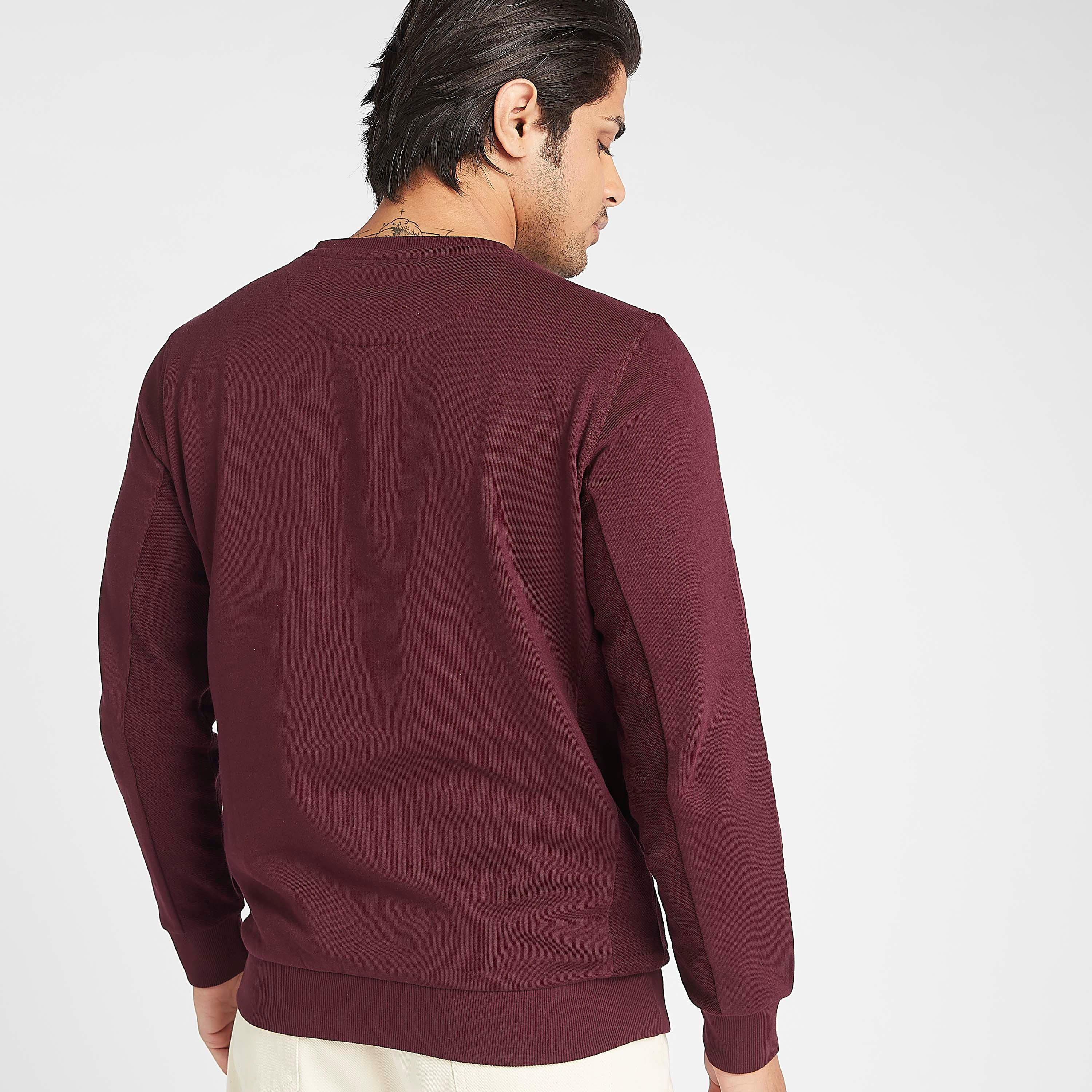 Lee Cooper Textured Crew Neck Sweatshirt with Long Sleeves-men-winterwear-hoodiesandsweatshirts-image-4