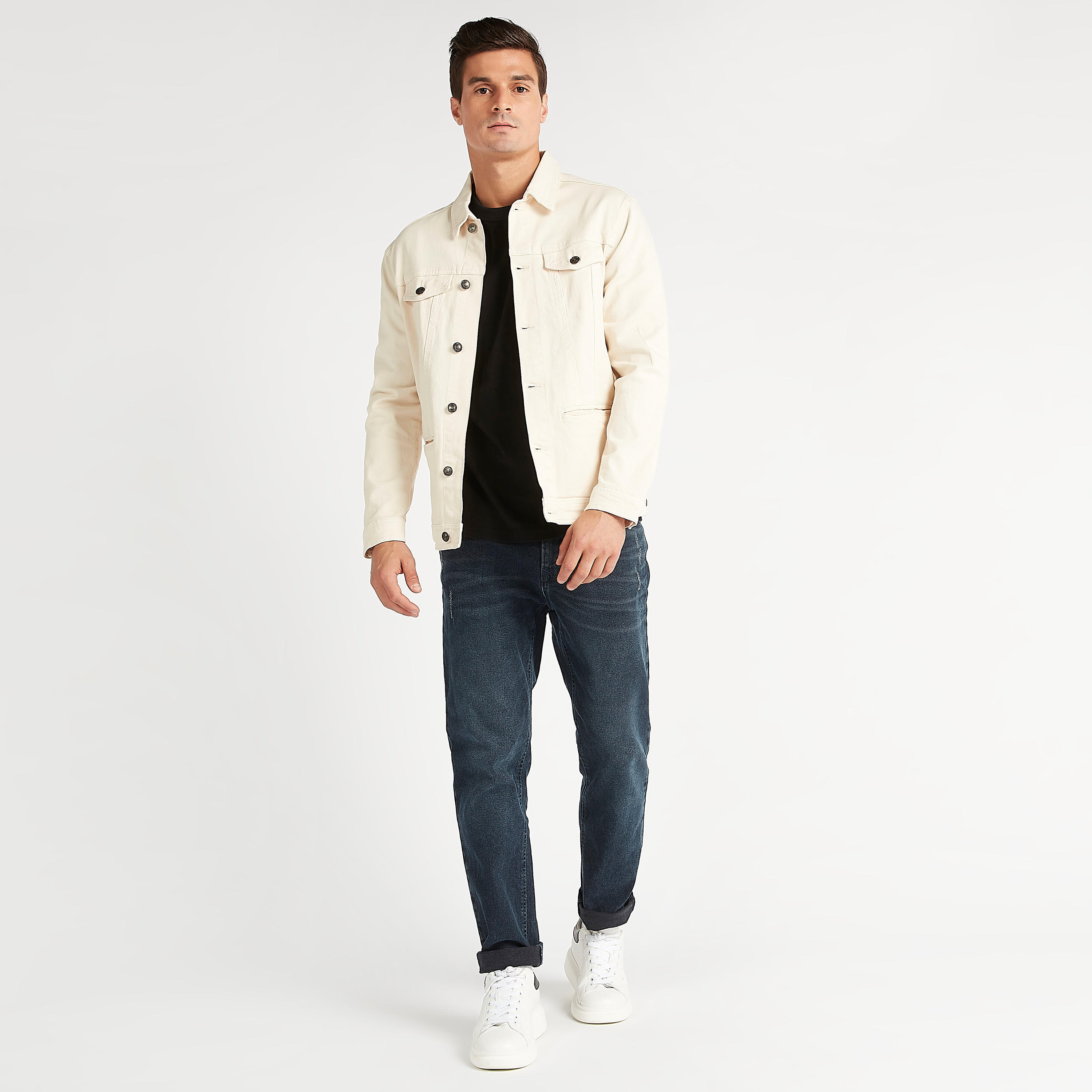 جاكيت مستدام دينم بياقة عادية وزر إغلاق من لي كوبر-men-clothing-jacketsandblazers-jackets-image-2