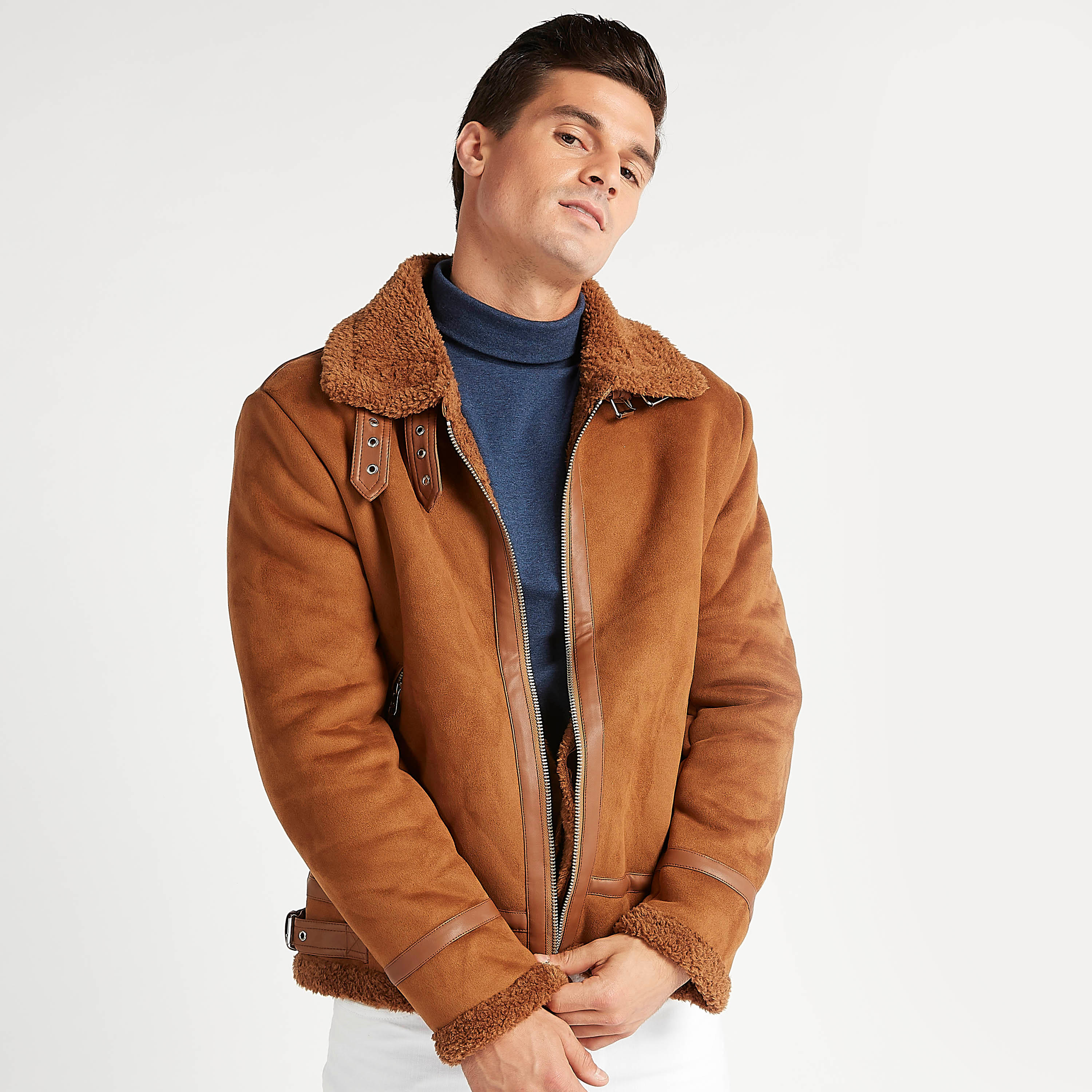 جاكيت باركا بسحّاب بارز الملمس وجيوب من لي كوبر-men-clothing-jacketsandblazers-jackets-image-4