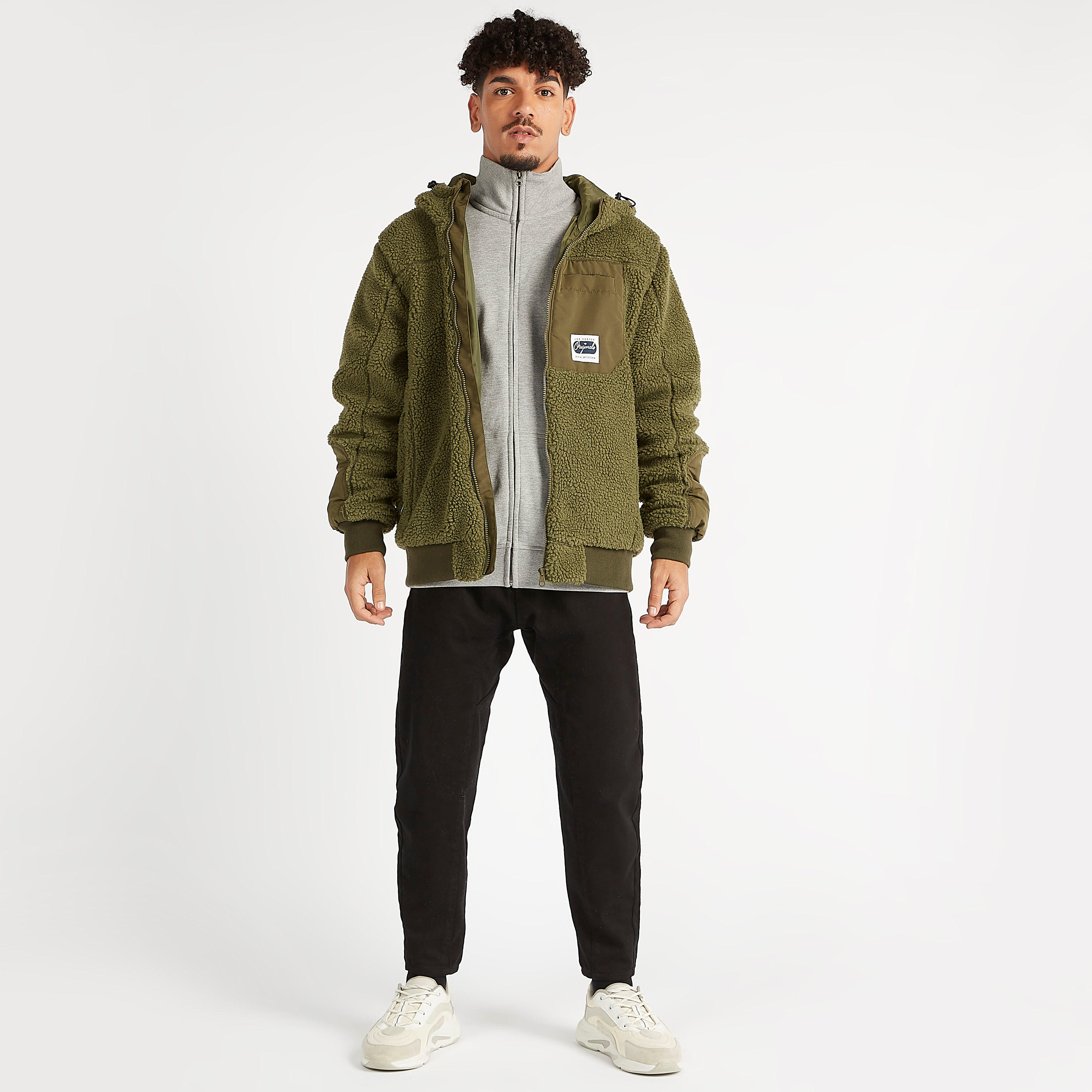 جاكيت بارز الملمس بسحّاب وأكمام طويلة وقبّعة من لي كوبر-men-clothing-jacketsandblazers-jackets-image-2
