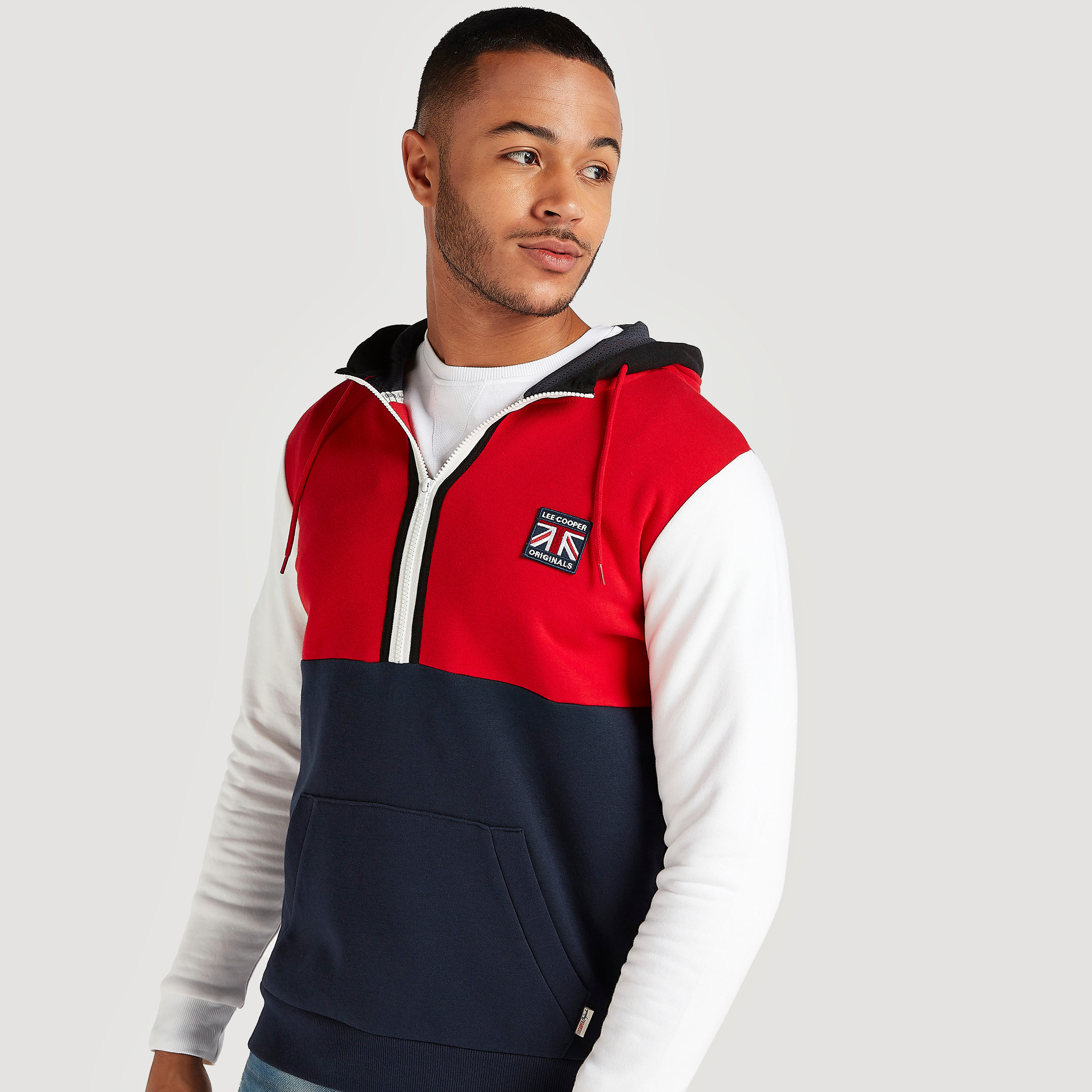 جاكيت مستدام كتل ألوان بقبّعة وأكمام طويلة من لي كوبر-men-winterwear-hoodiesandsweatshirts-image-1