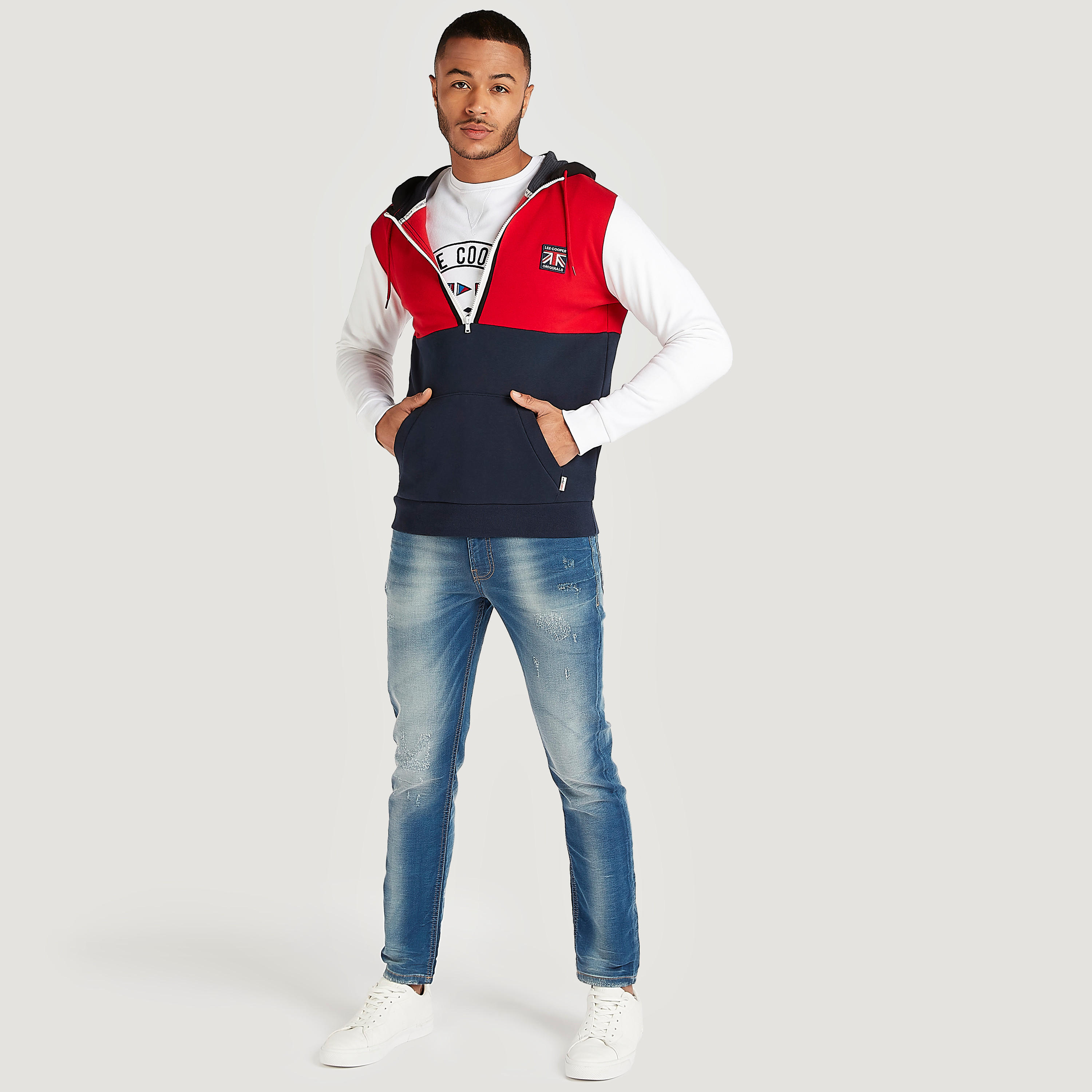 جاكيت مستدام كتل ألوان بقبّعة وأكمام طويلة من لي كوبر-men-winterwear-hoodiesandsweatshirts-image-2