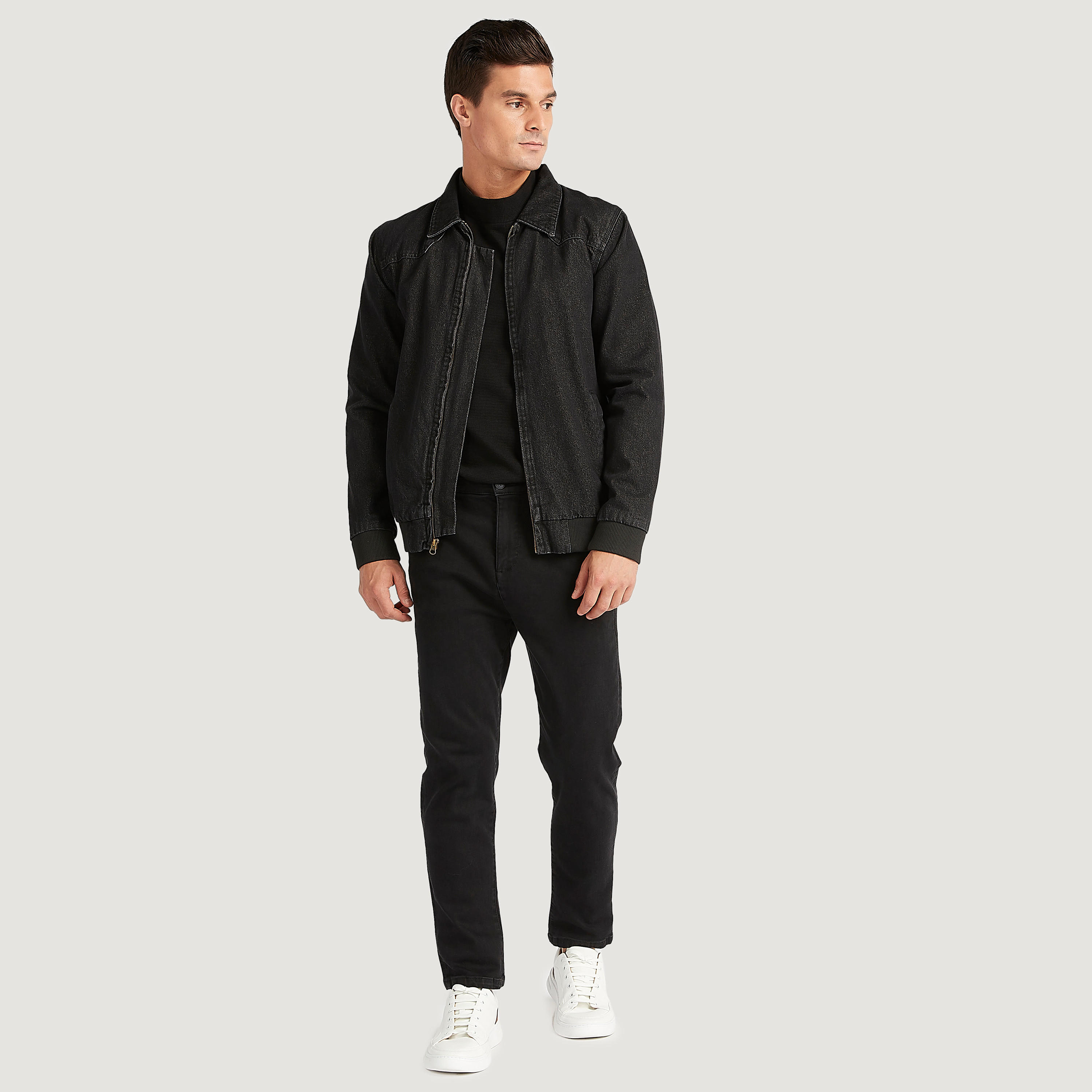 جاكيت مستدام دينم بسحّاب وياقة عادية من لي كوبر-men-clothing-jacketsandblazers-jackets-image-2
