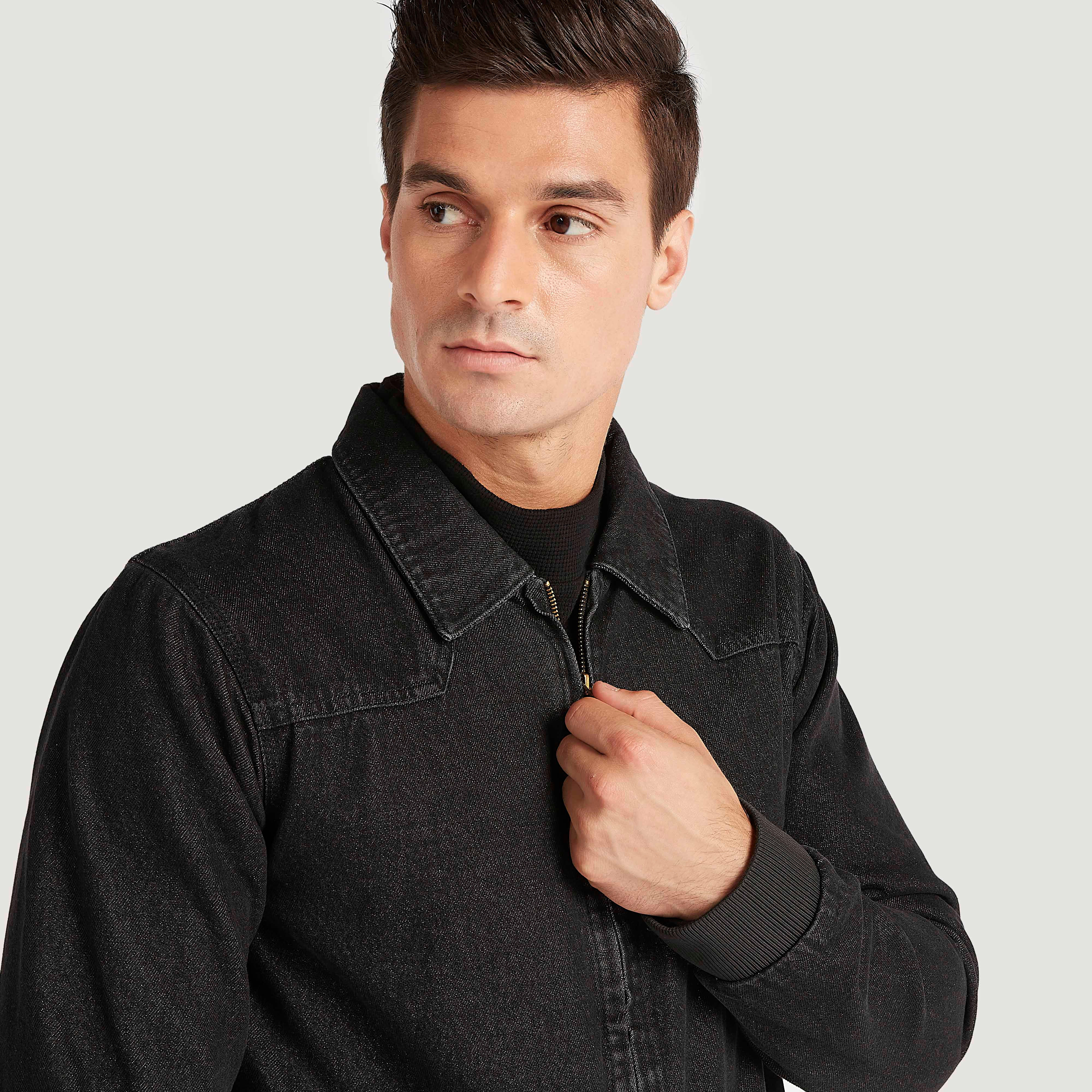 جاكيت مستدام دينم بسحّاب وياقة عادية من لي كوبر-men-clothing-jacketsandblazers-jackets-image-3