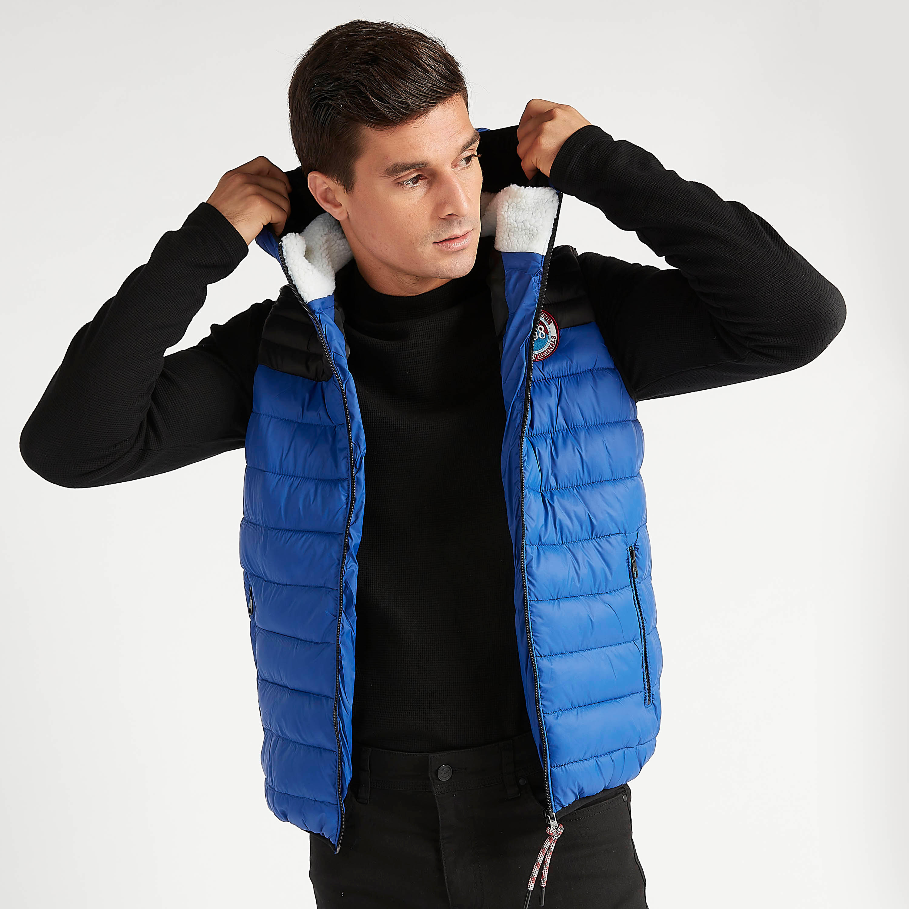 Lee Cooper Quilted Zip Through Gilet with Pockets and Hood-men-clothing-jacketsandblazers-jackets-image-1