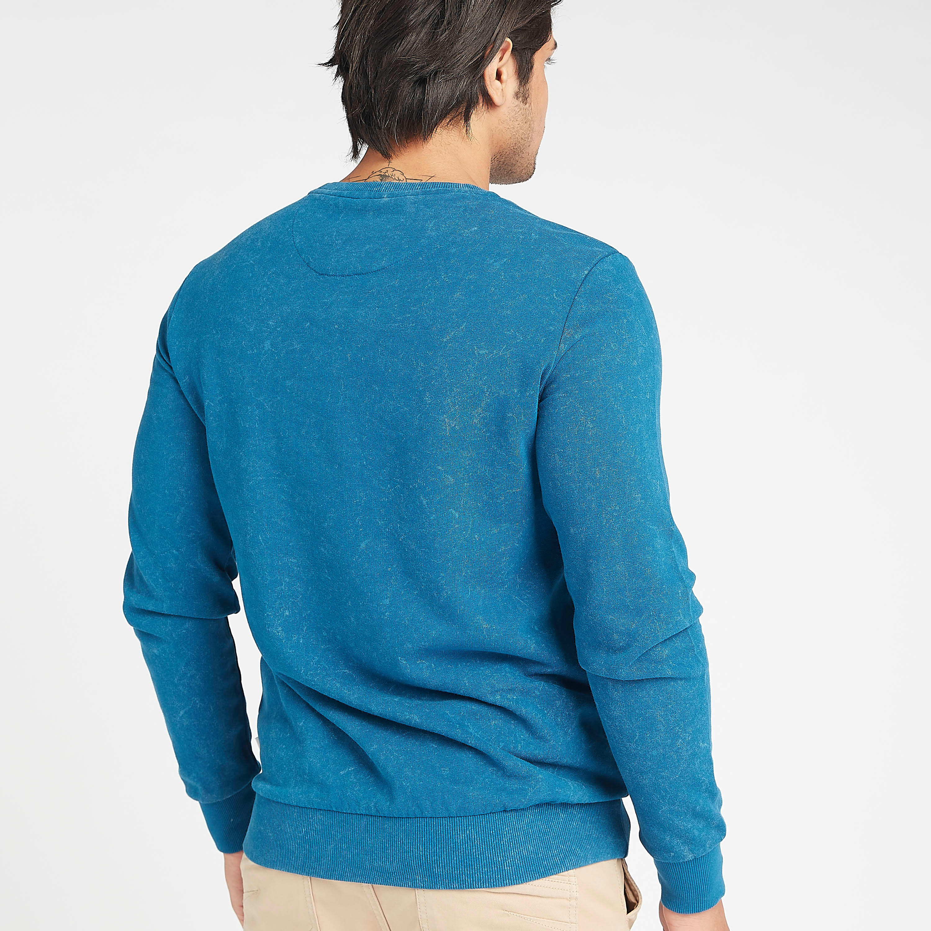 Sustainable Lee Cooper Typographic Print Sweatshirt with Crew Neck-men-winterwear-hoodiesandsweatshirts-image-4