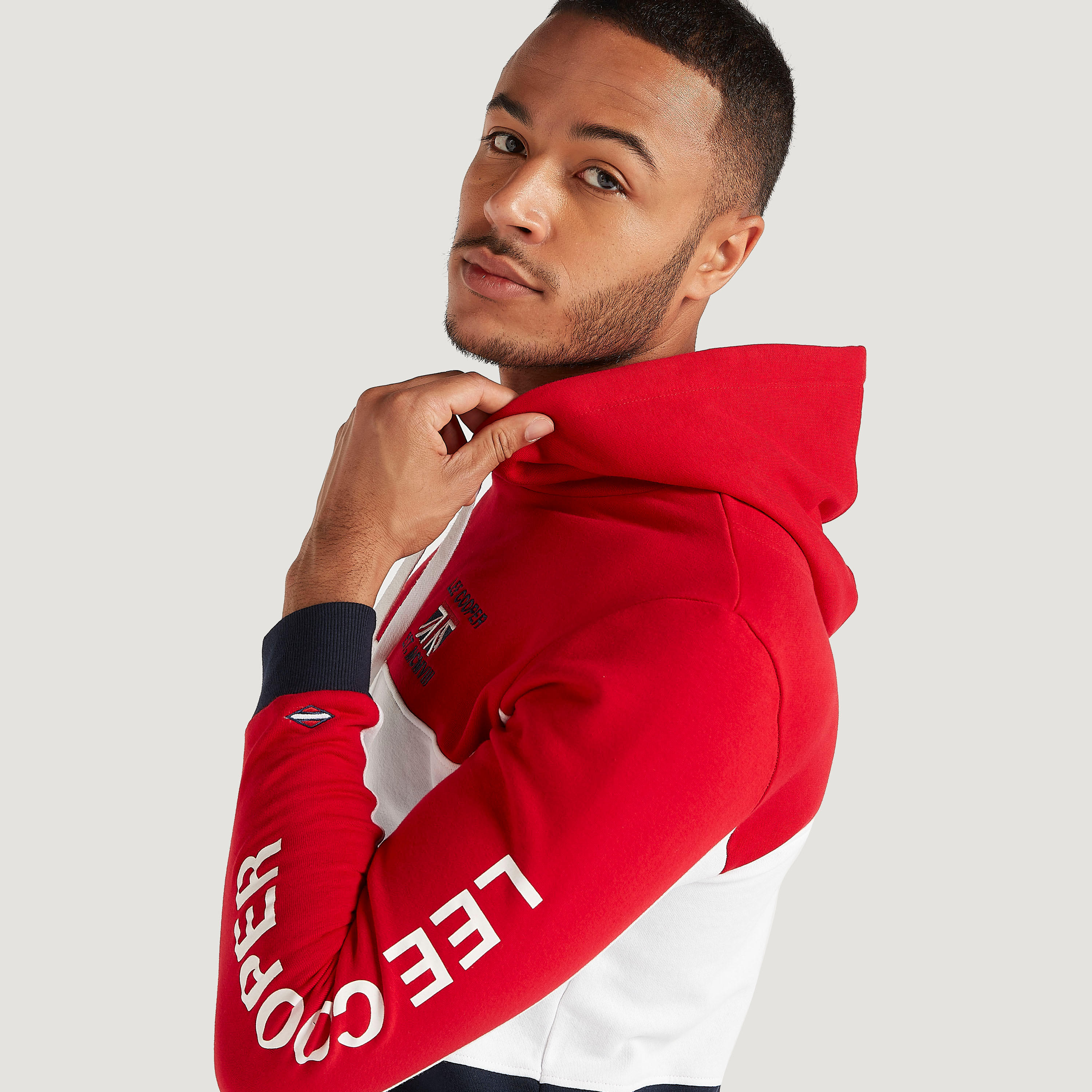 سويت شيرت بقوالب ملوّنة وأكمام طويلة وقبّعة من لي كوبر-men-winterwear-hoodiesandsweatshirts-image-3